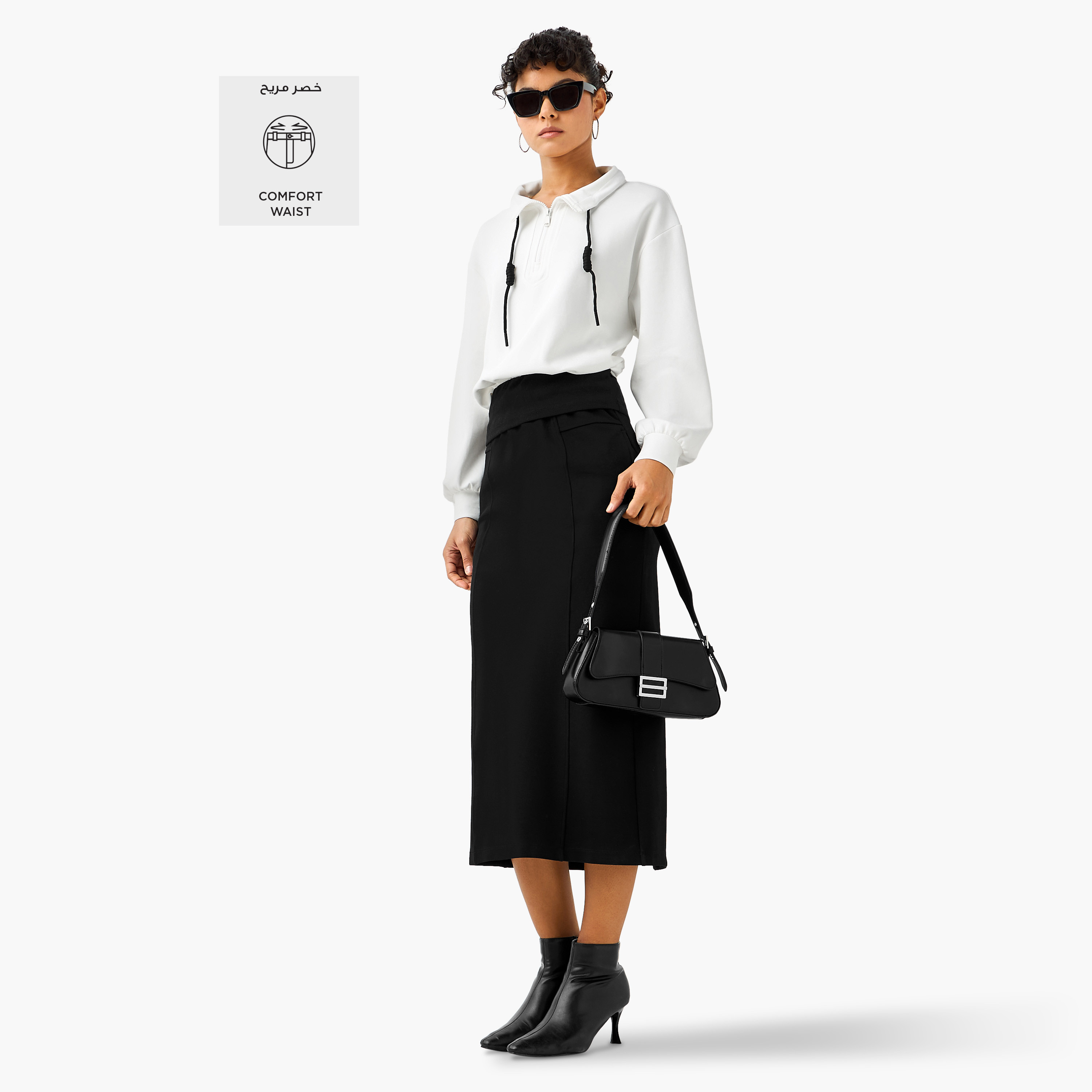 2Xtremz Midi Shift Skirt with Slit Detail