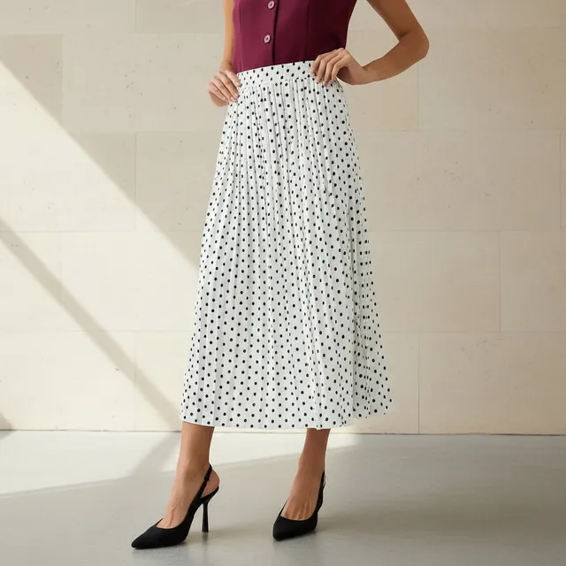 Maxi Pleated Skirt Elasticated Waist