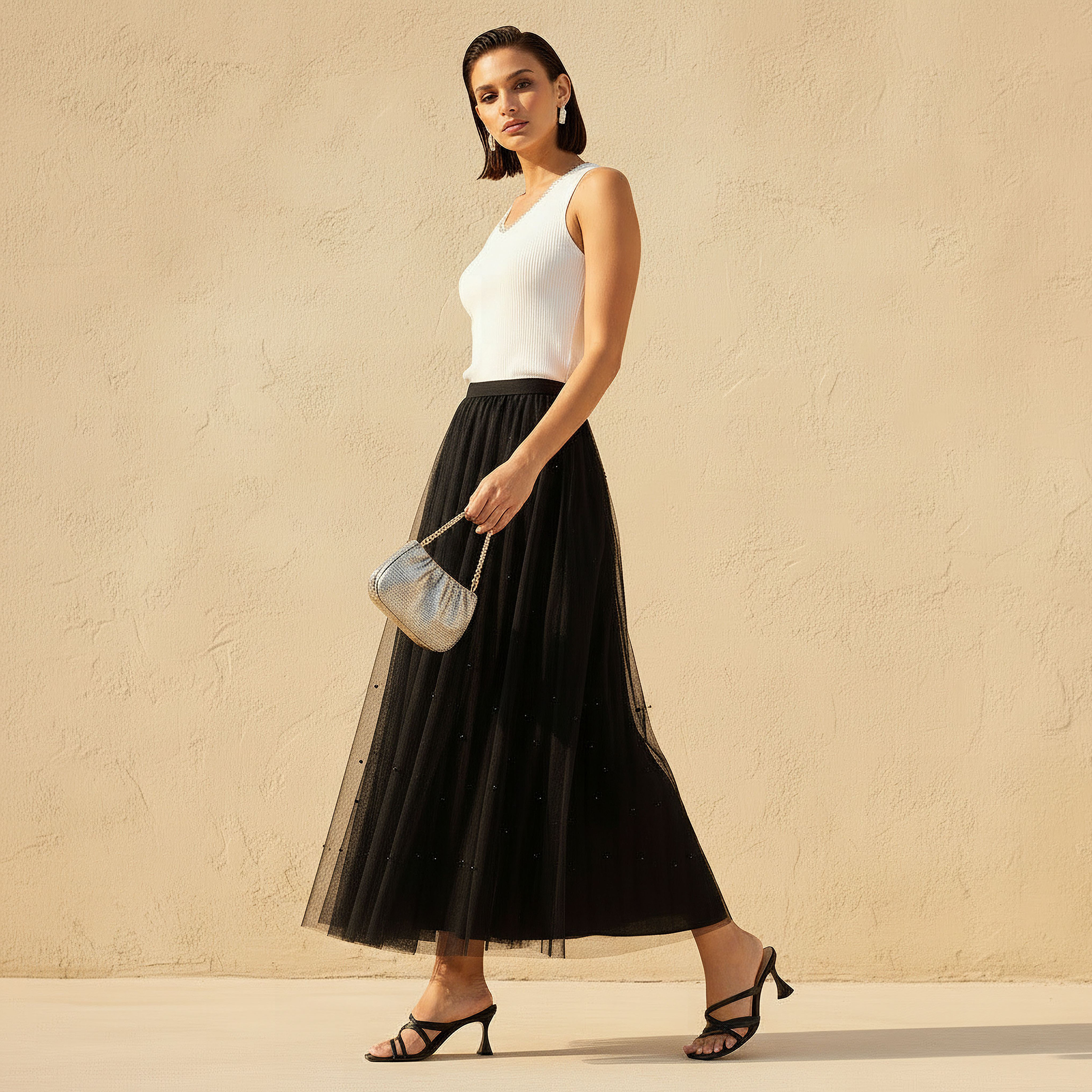 2Xtremz Maxi Embellished Skirt with Elasticated Waistband