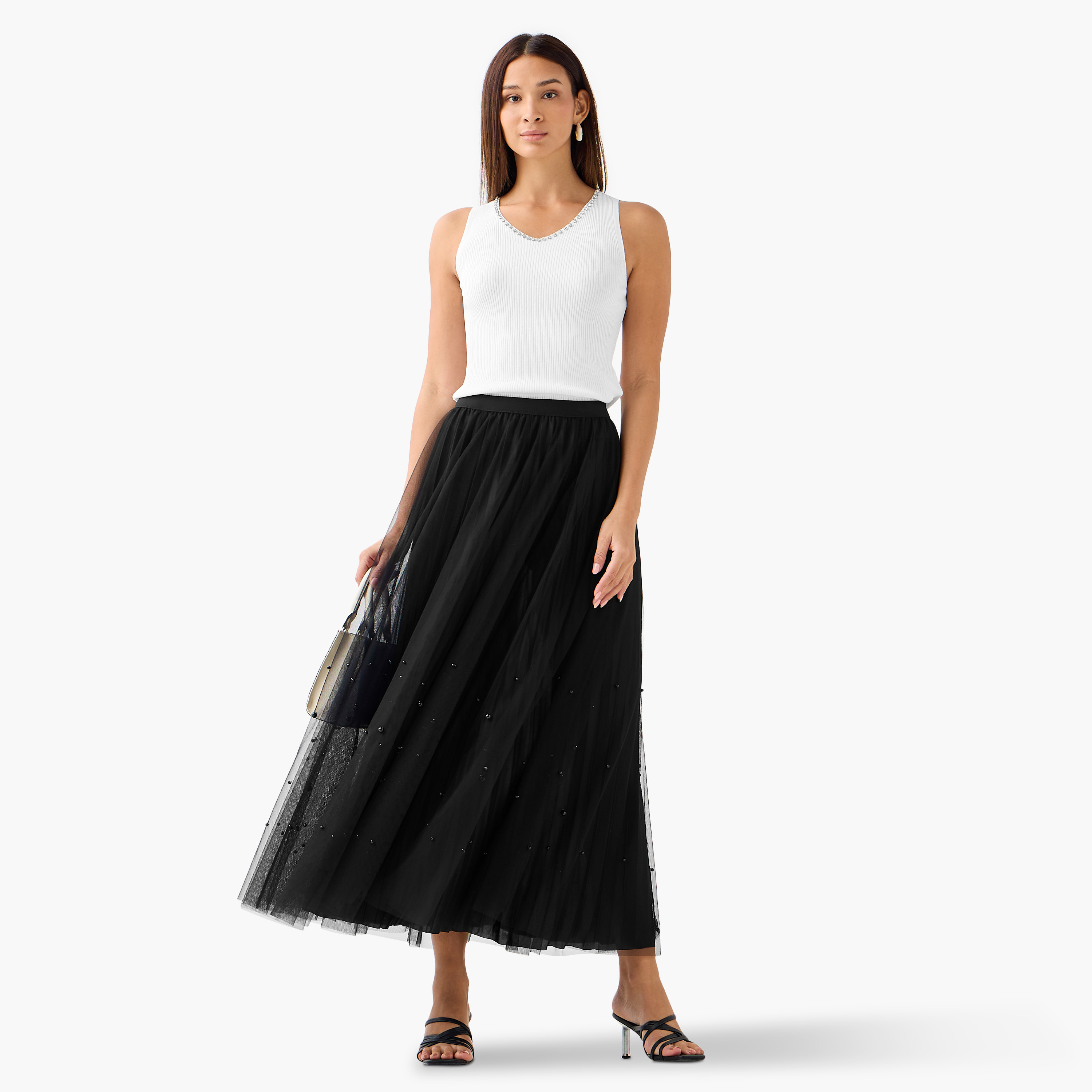 2Xtremz Maxi Embellished Skirt with Elasticated Waistband