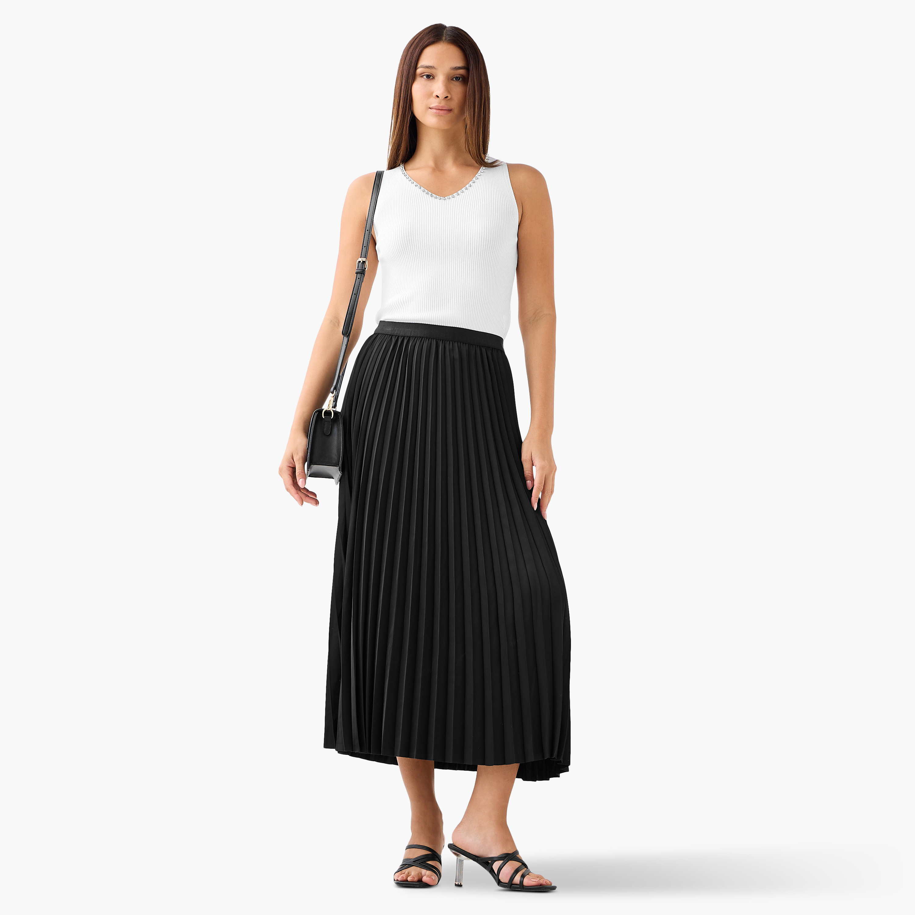 2Xtremz Maxi Pleated Skirt with Elasticated Waist