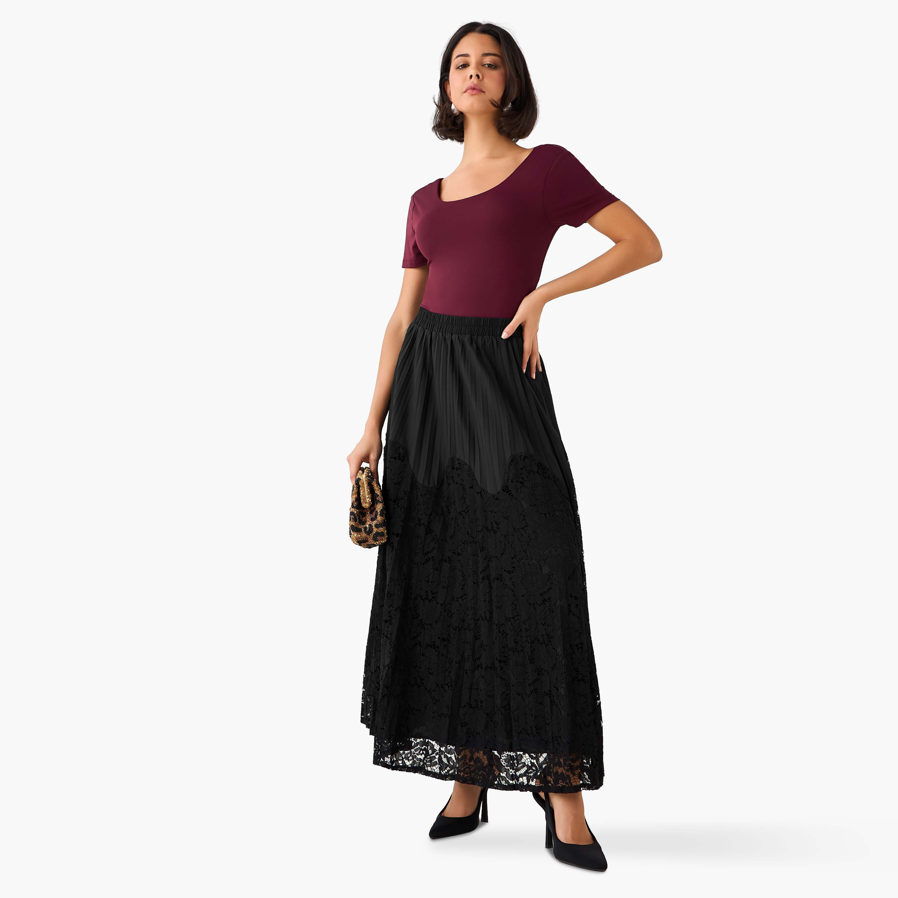 2Xtremz Maxi Lace Skirt with Elasticated Waist