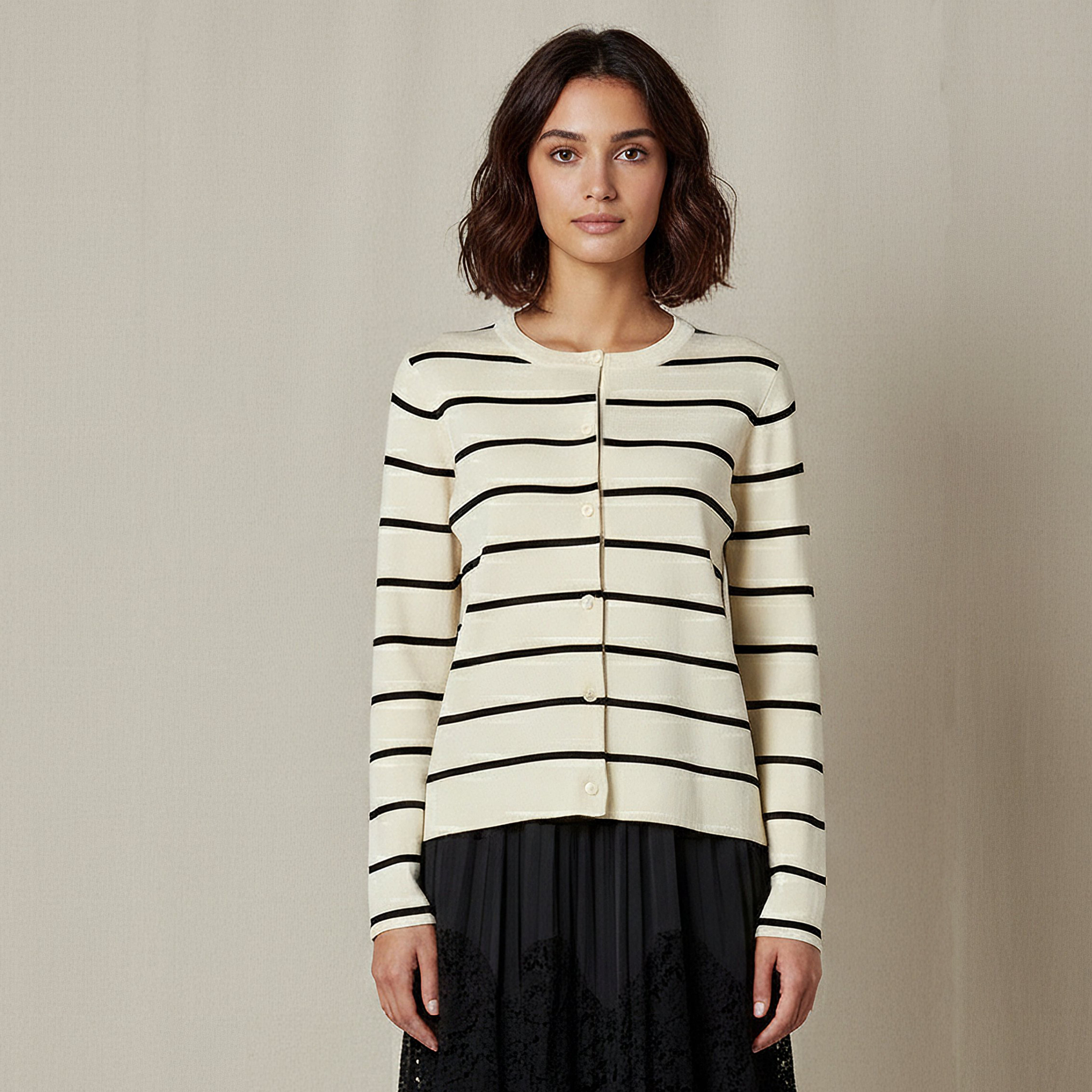 2Xtremz Striped Round Neck Cardigan