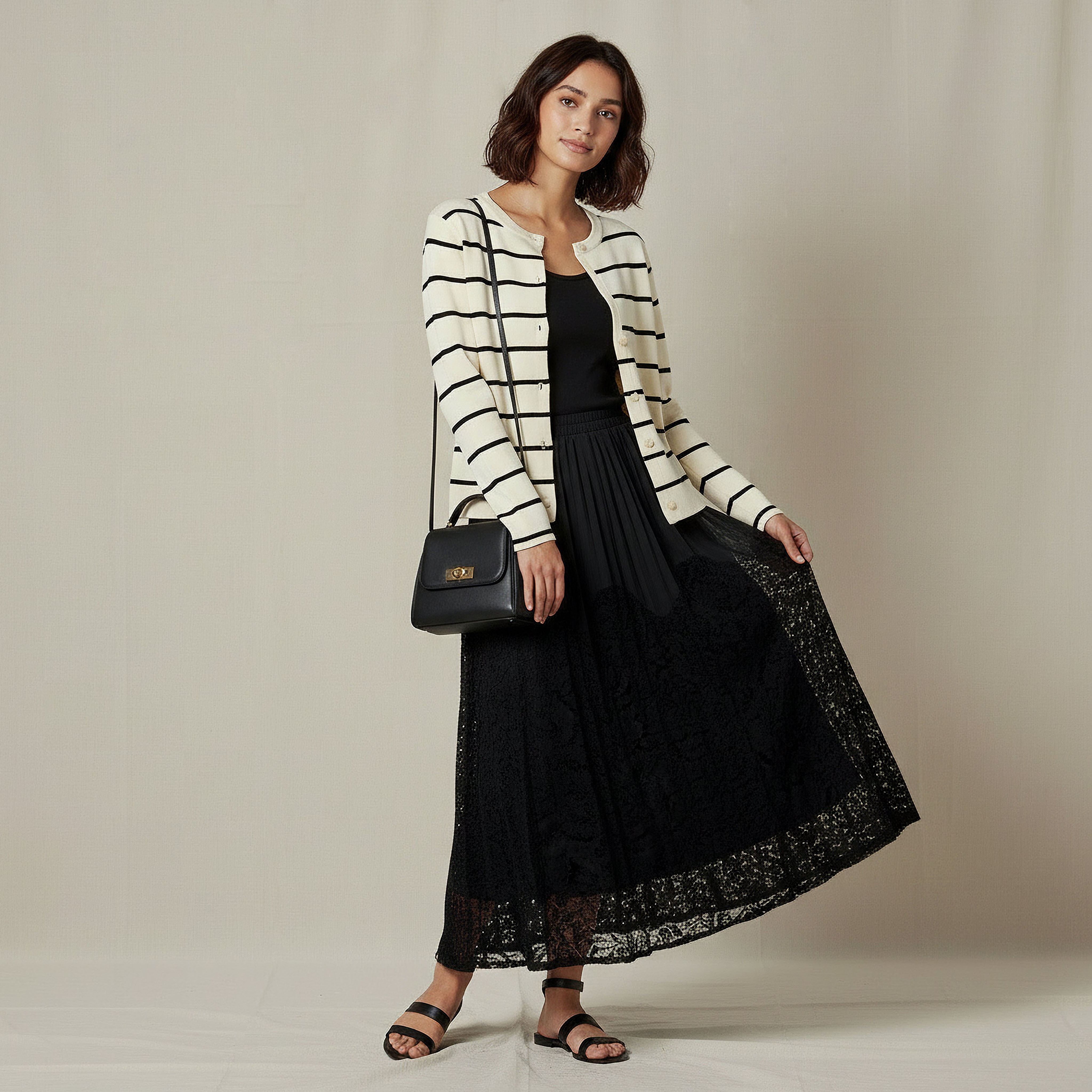 2Xtremz Striped Round Neck Cardigan