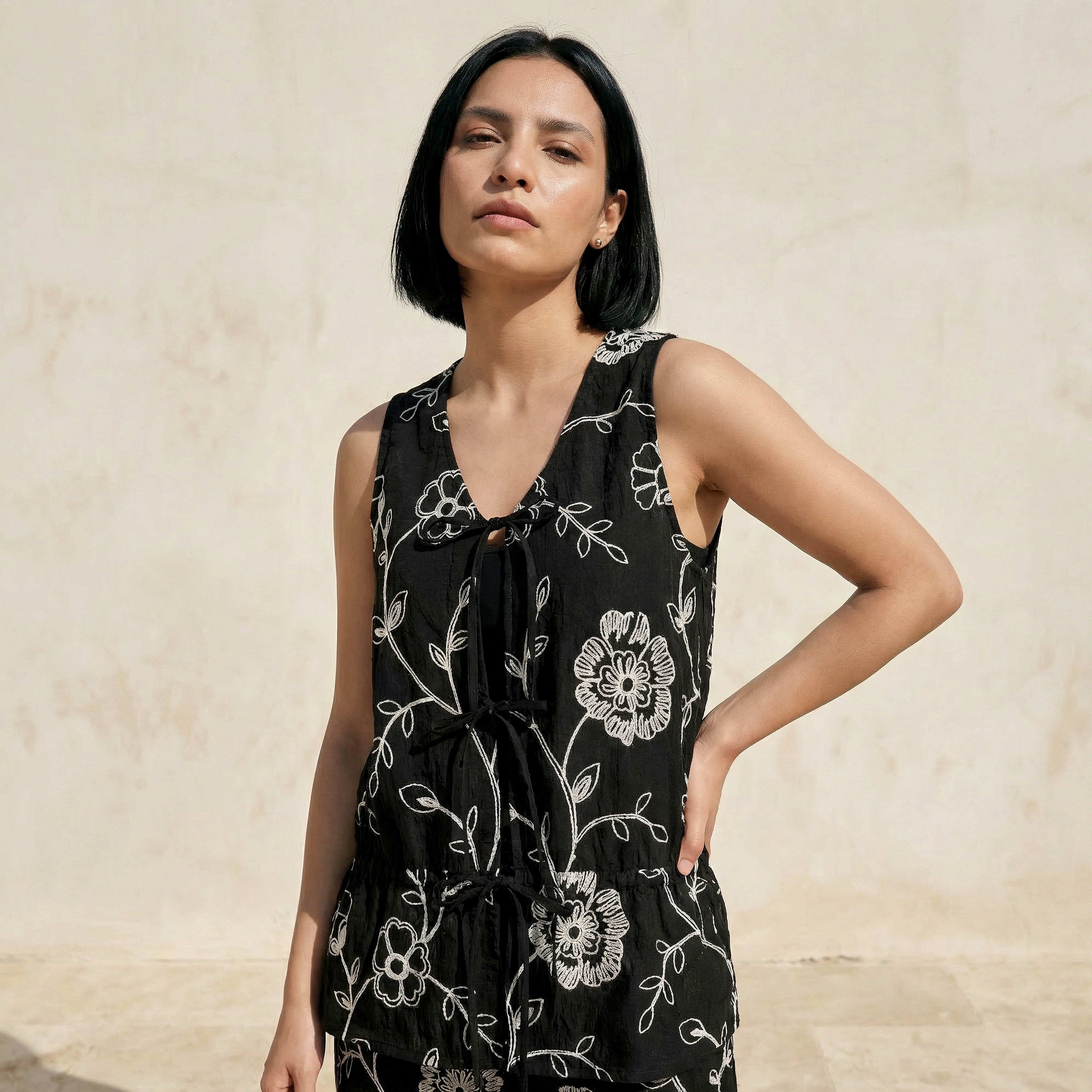 2Xtremz Sleeveless Embroidered Top