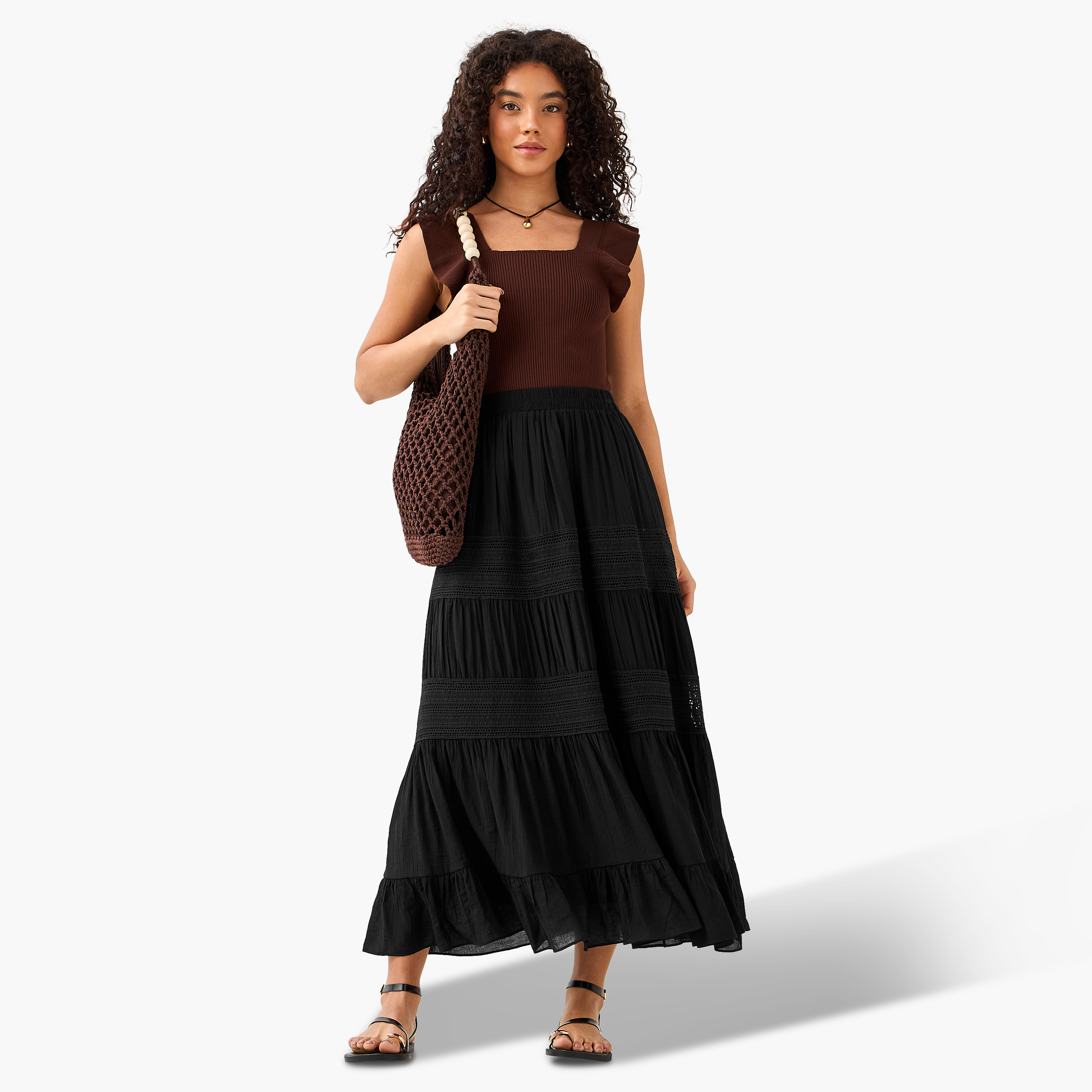2Xtremz Maxi Skirt with Tiered Design