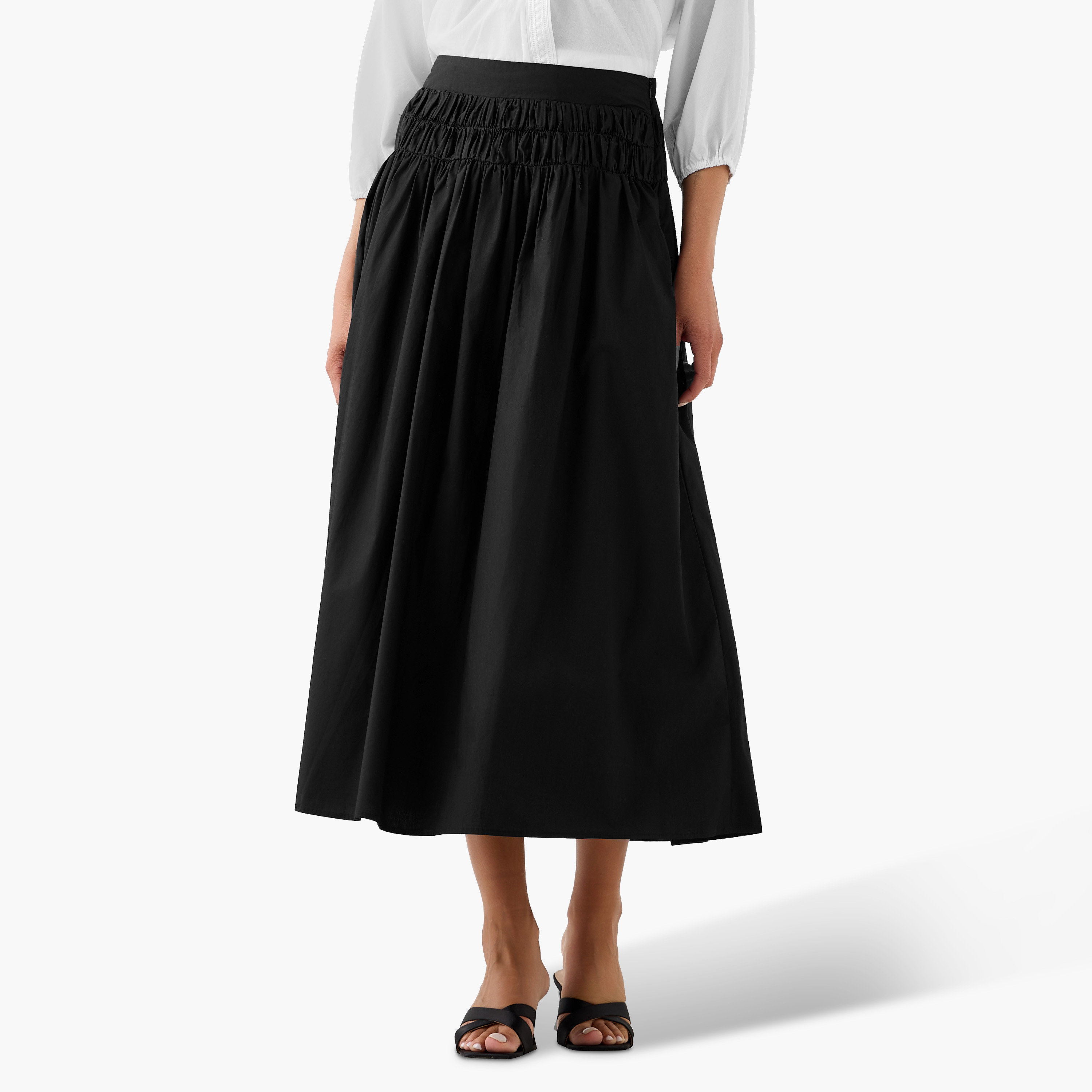 2Xtremz Midi Cotton A-line Skirt with Side Zip