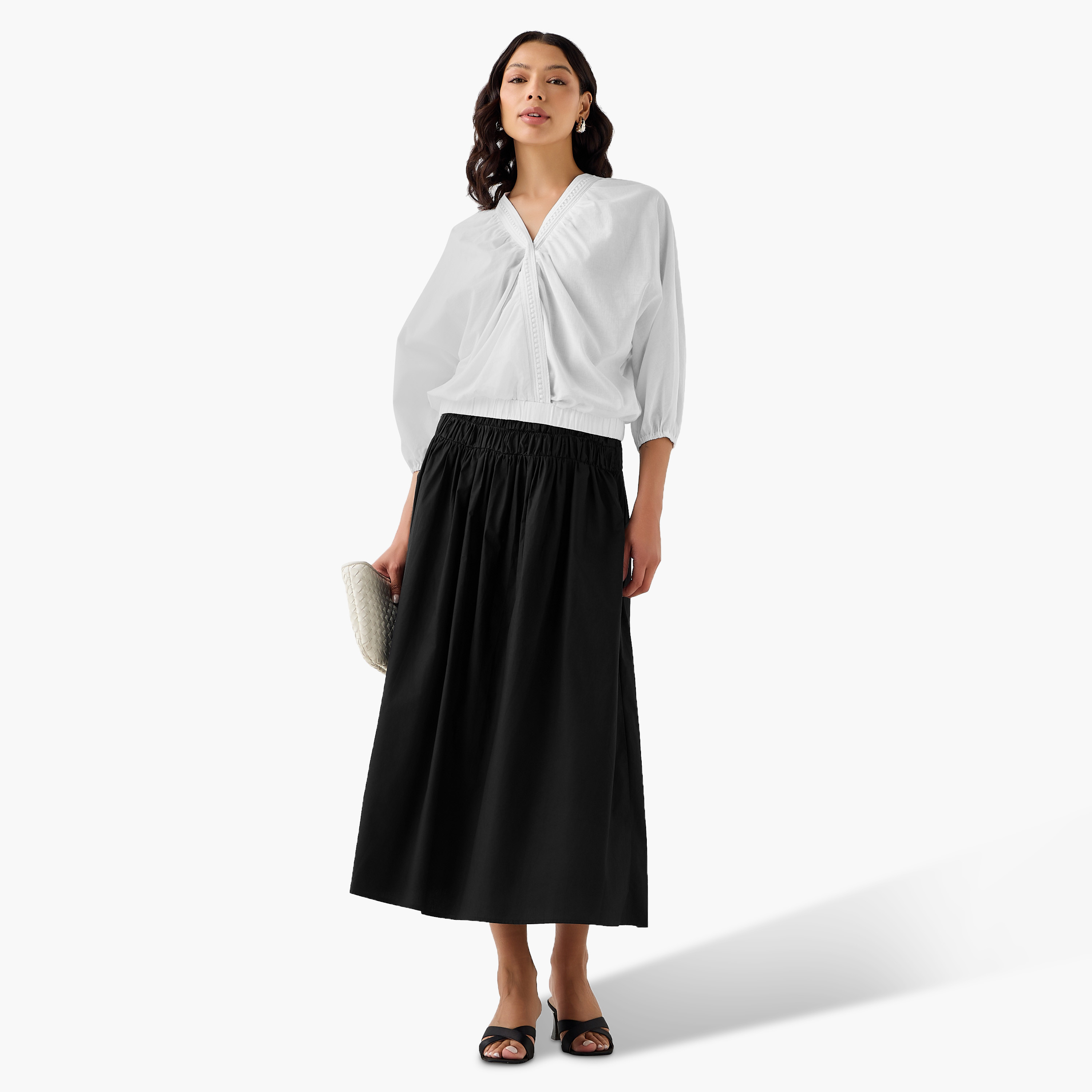 2Xtremz Midi Cotton A-line Skirt with Side Zip