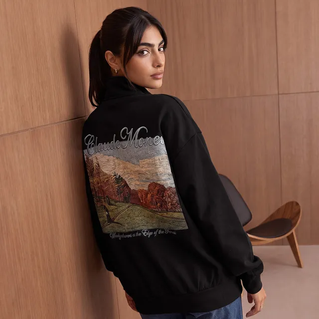 Claude Monet Sweatshirt with Funnel Neck