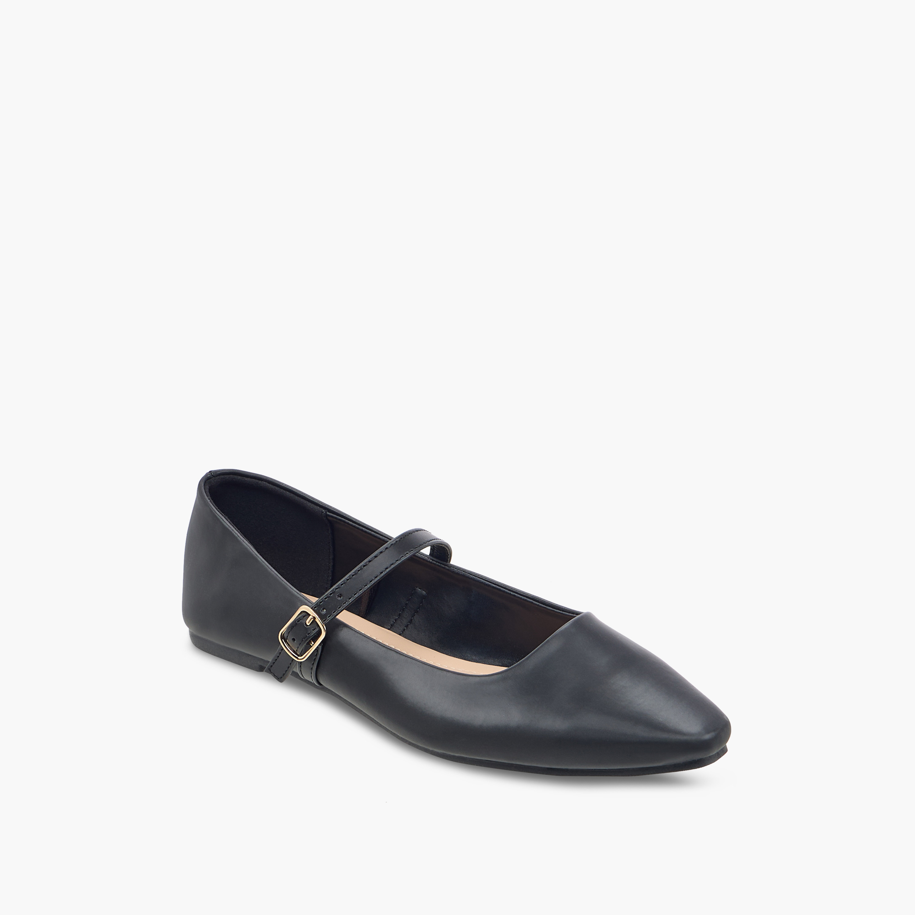 Flora Bella Solid Ballerina Shoes with Buckle Closure