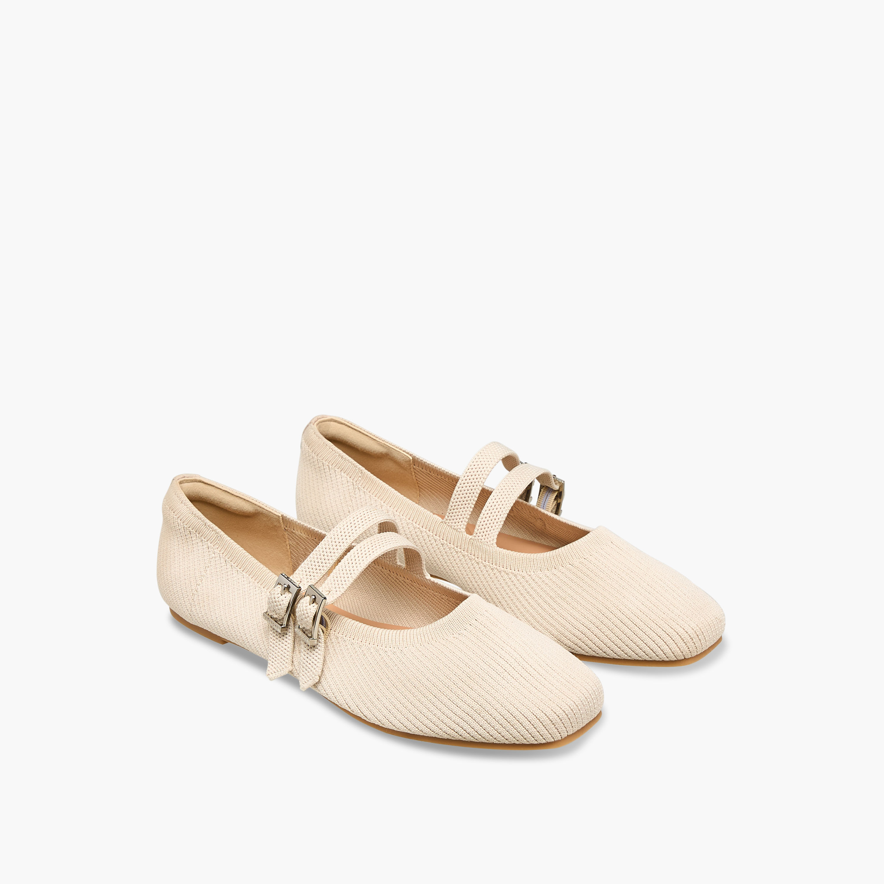 Celeste Women's Textured Buckle Ballerina Shoes