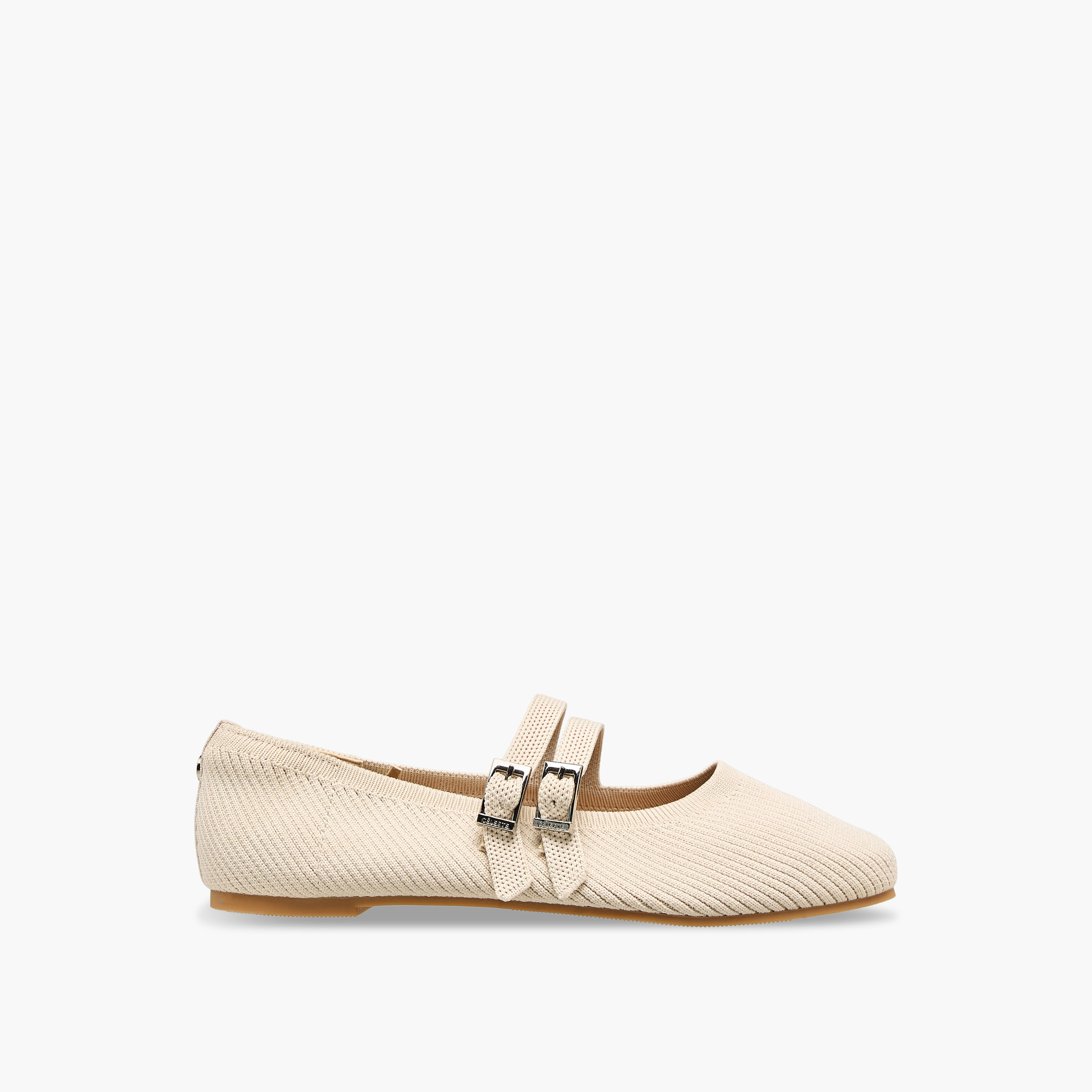 Celeste Women's Textured Ballerina Shoes with Buckle Closure