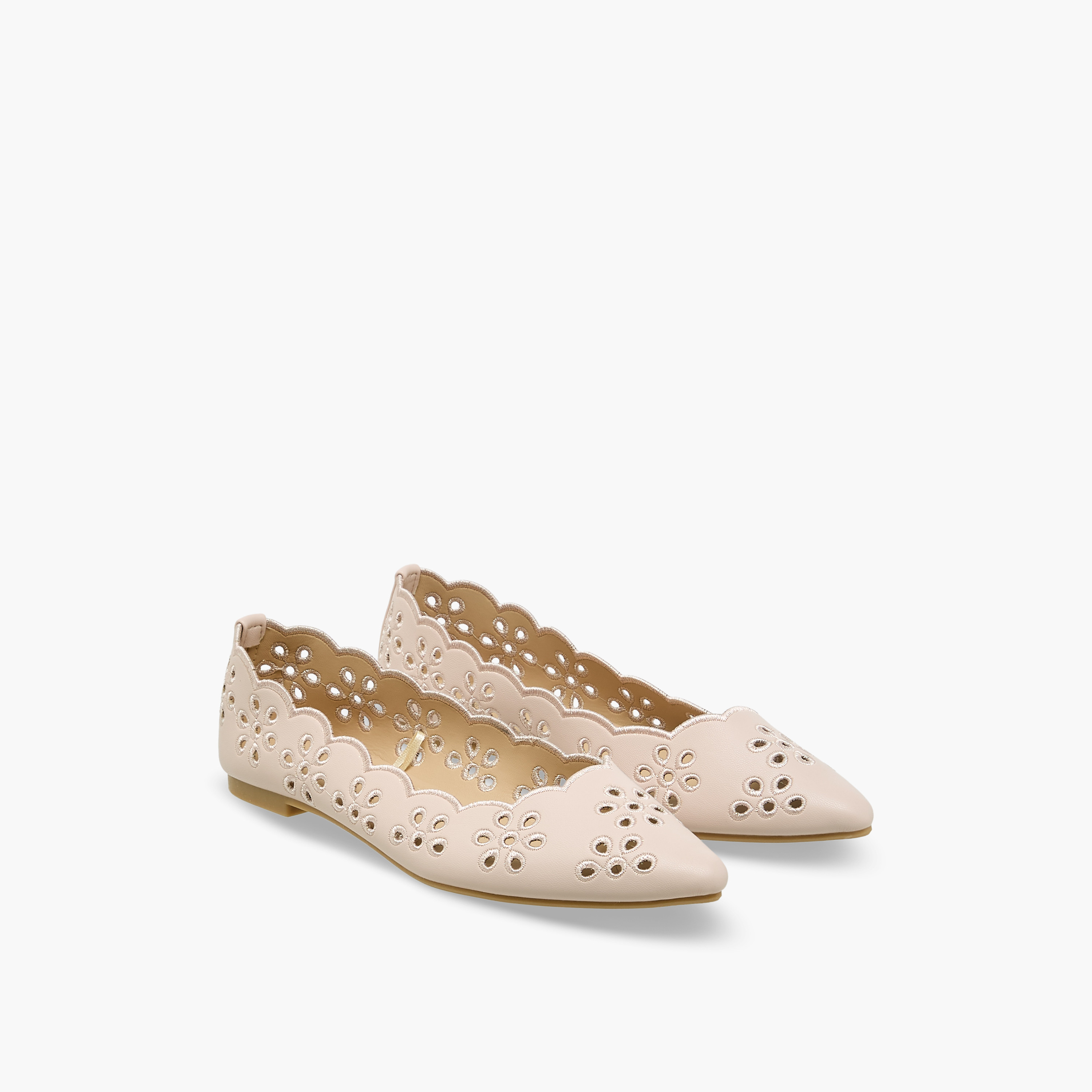 Women Scalloped Laser Cut Ballerina Shoes