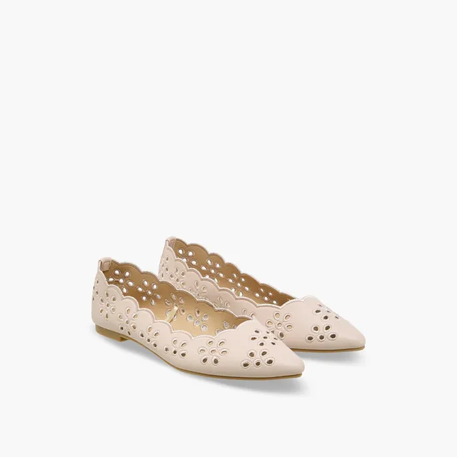 Women Scalloped Laser Cut Ballerina Shoes