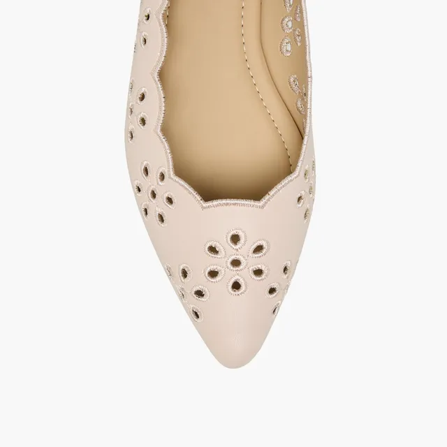 Women Scalloped Laser Cut Ballerina Shoes – image 4