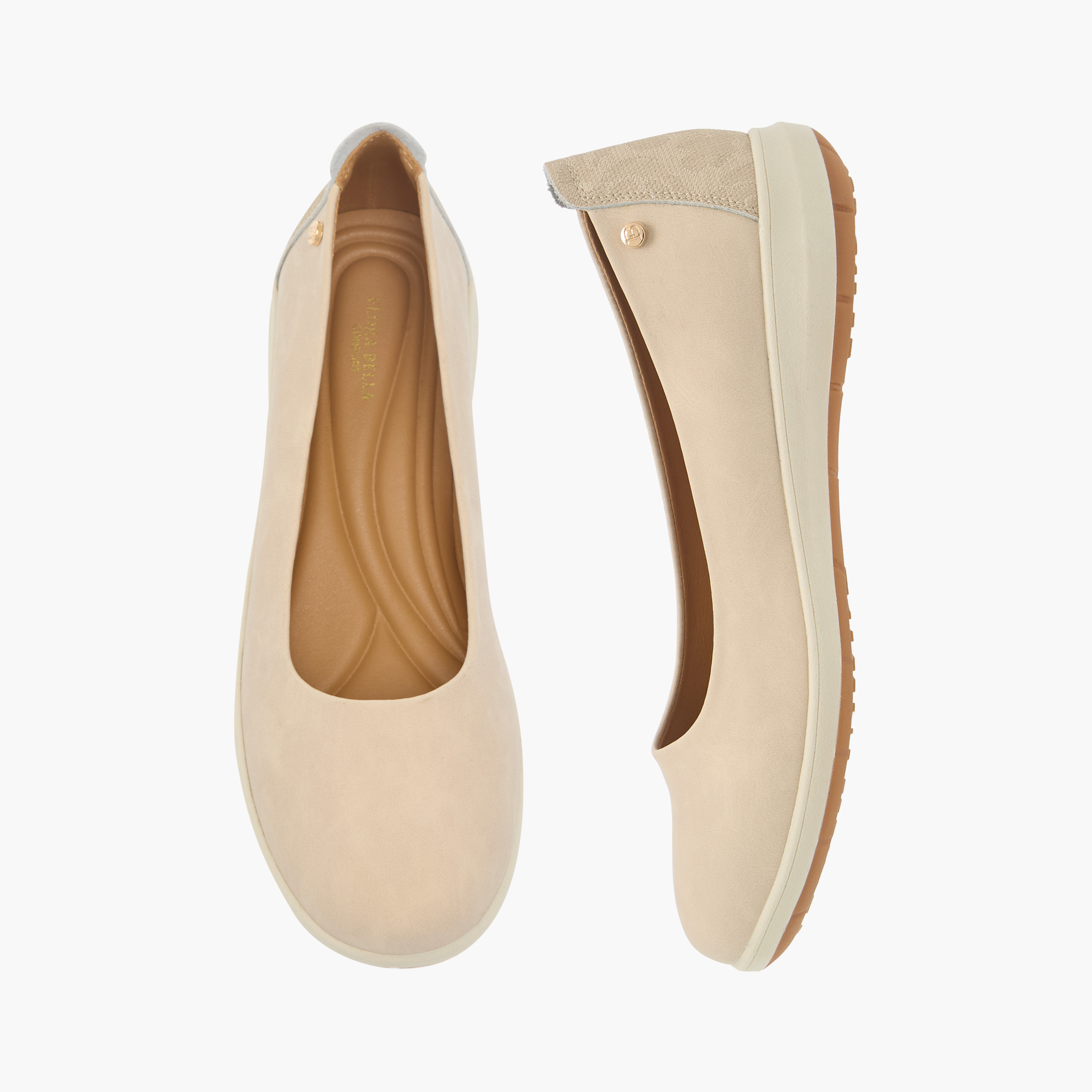 Textured Slip-On Comfort Ballerina Shoes