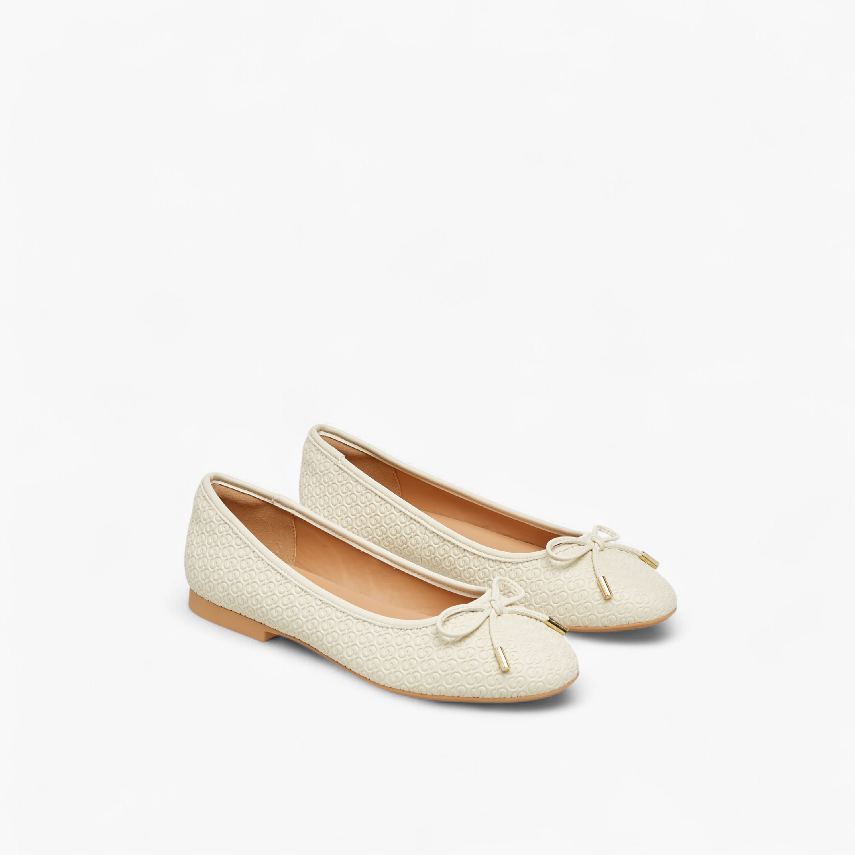 Women's Monogram Embossed Slip-On Ballerina Shoes