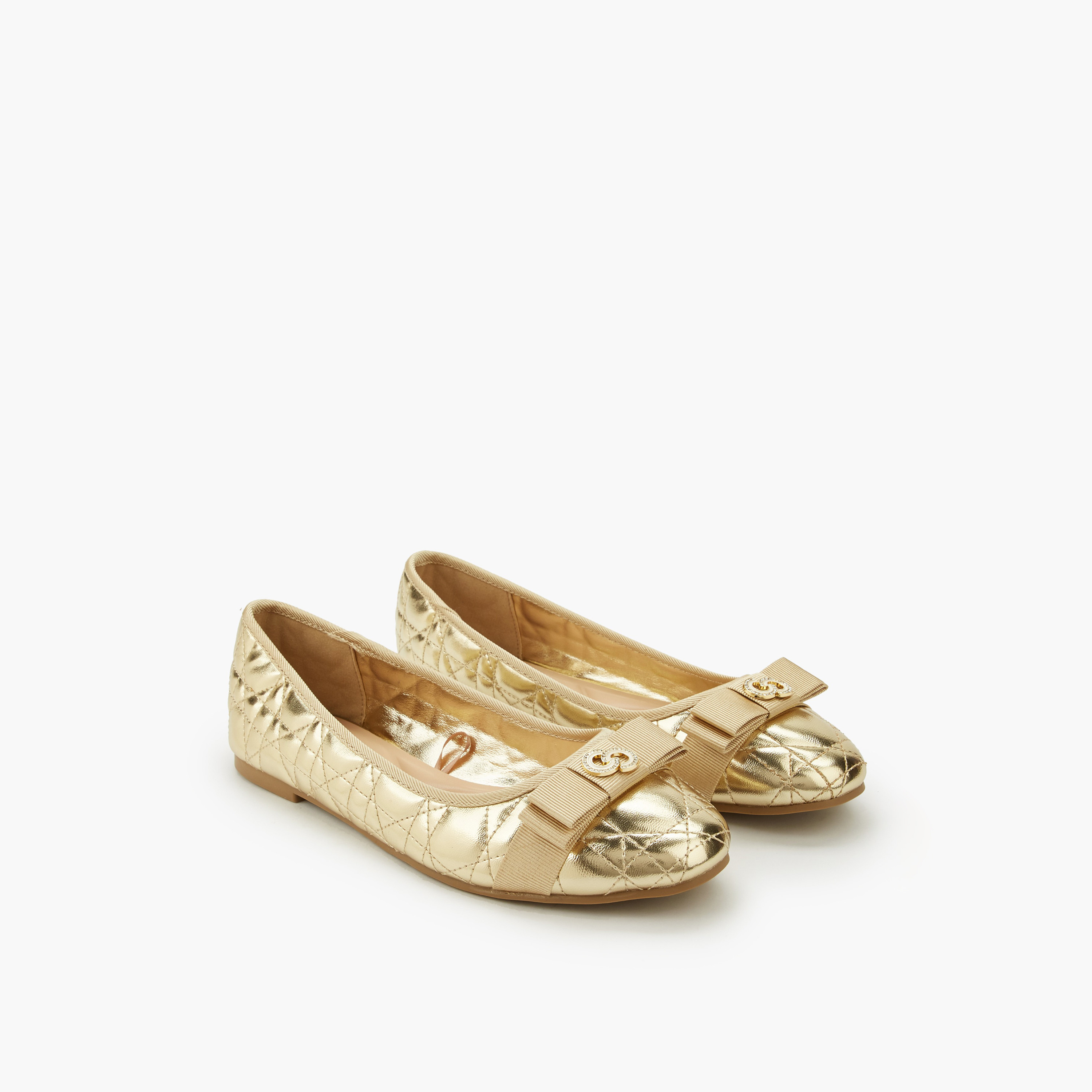 Women Quilted Bow Ballerina Shoes
