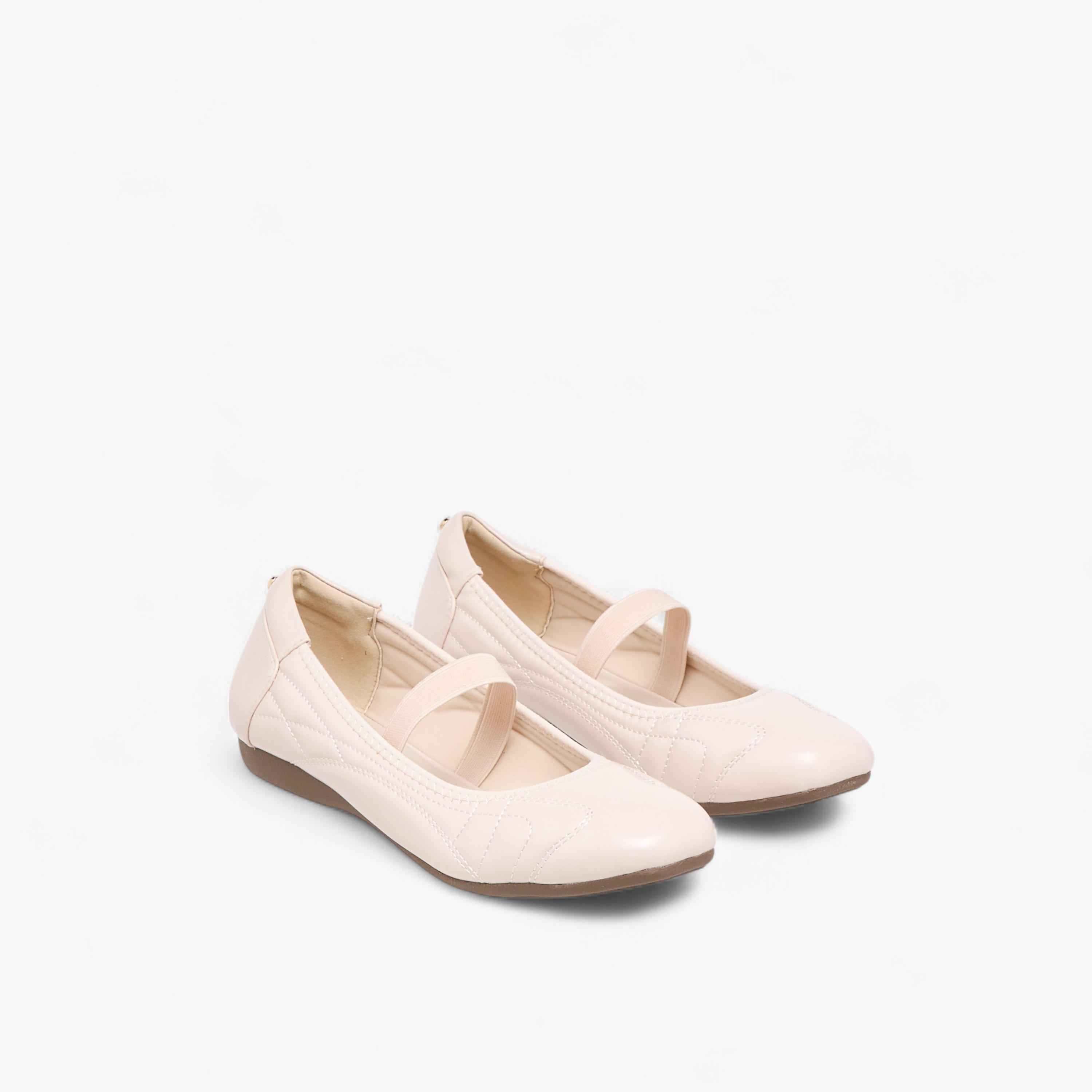 Women's Textured Ballerina Shoes Elastic Strap
