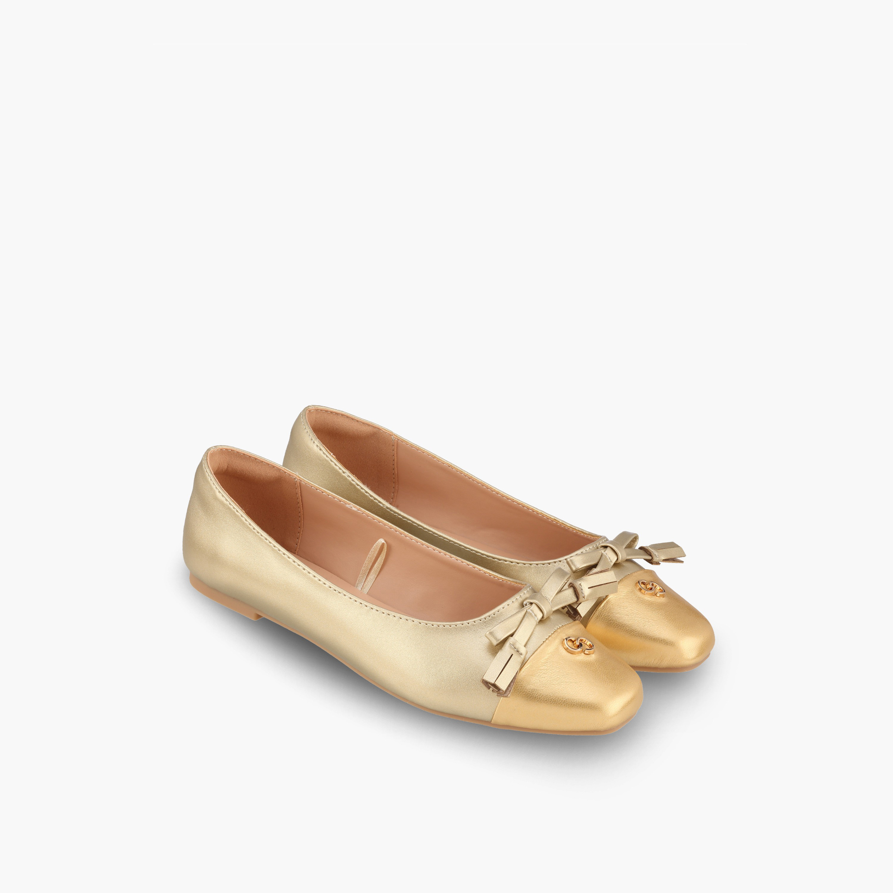 Celeste Women Bow Detail Ballerina Shoes Metallic