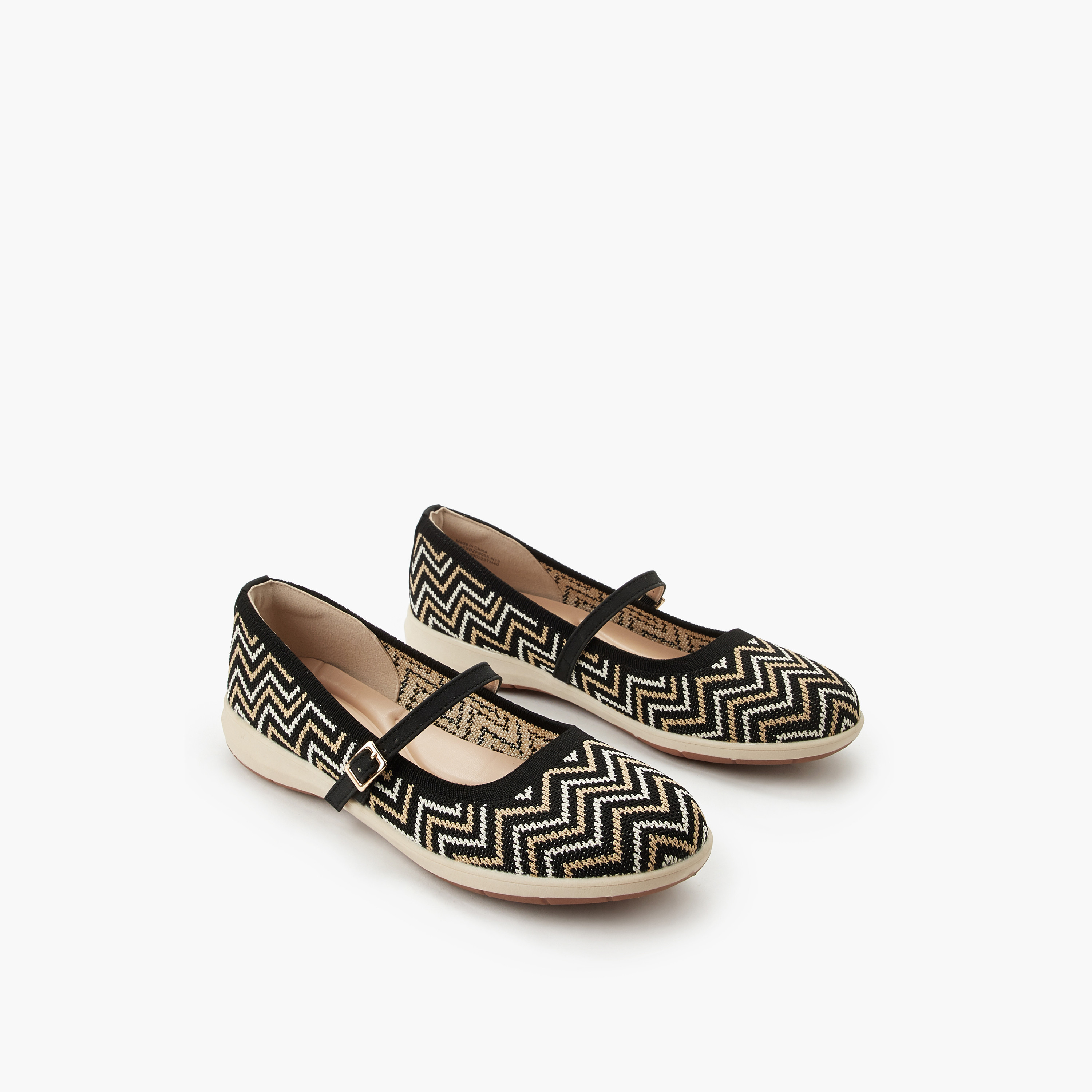 Women Chevron Textured Ballerina Shoes