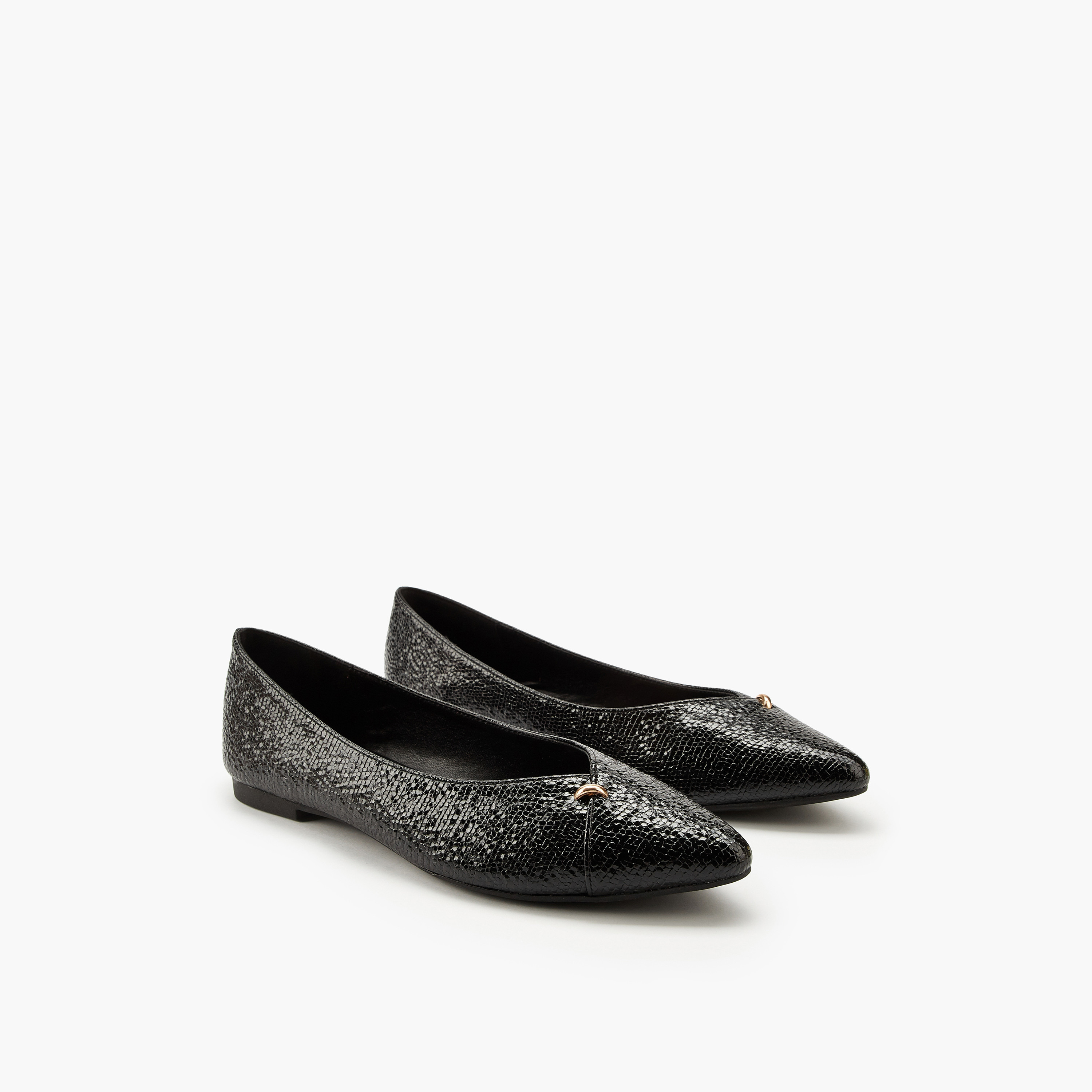 Textured Slip-On Ballerina Shoes