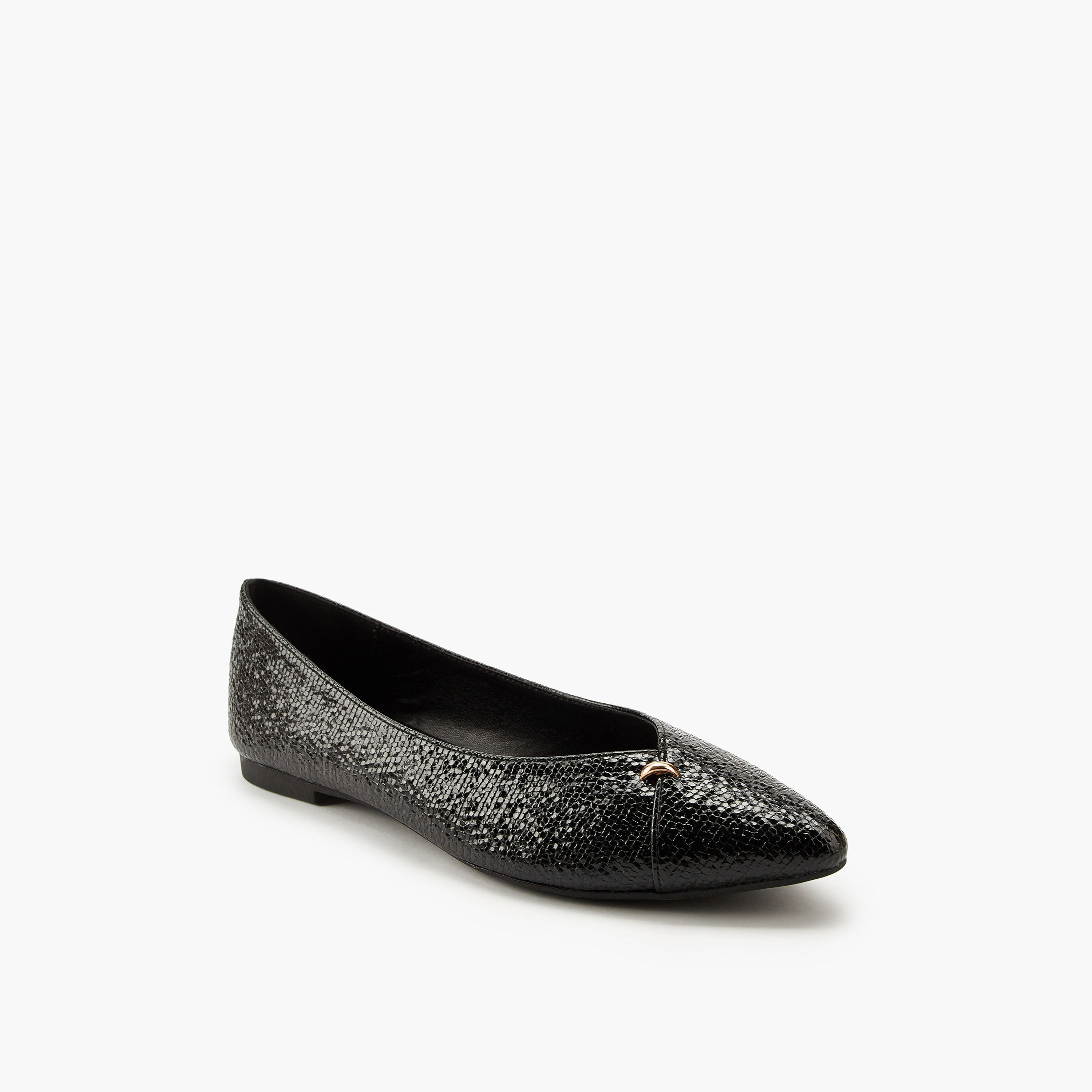 Flora Bella Textured Slip-On Ballerina Shoes