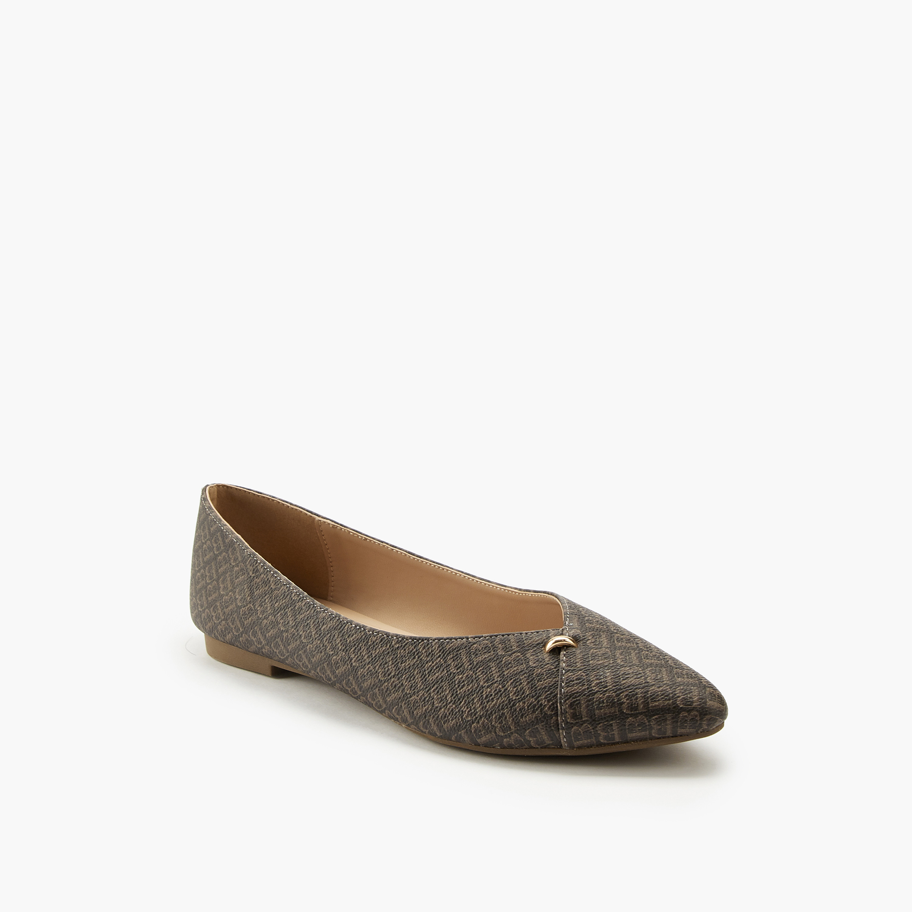 Flora Bella Monogram Print Slip-On Ballerina Shoes