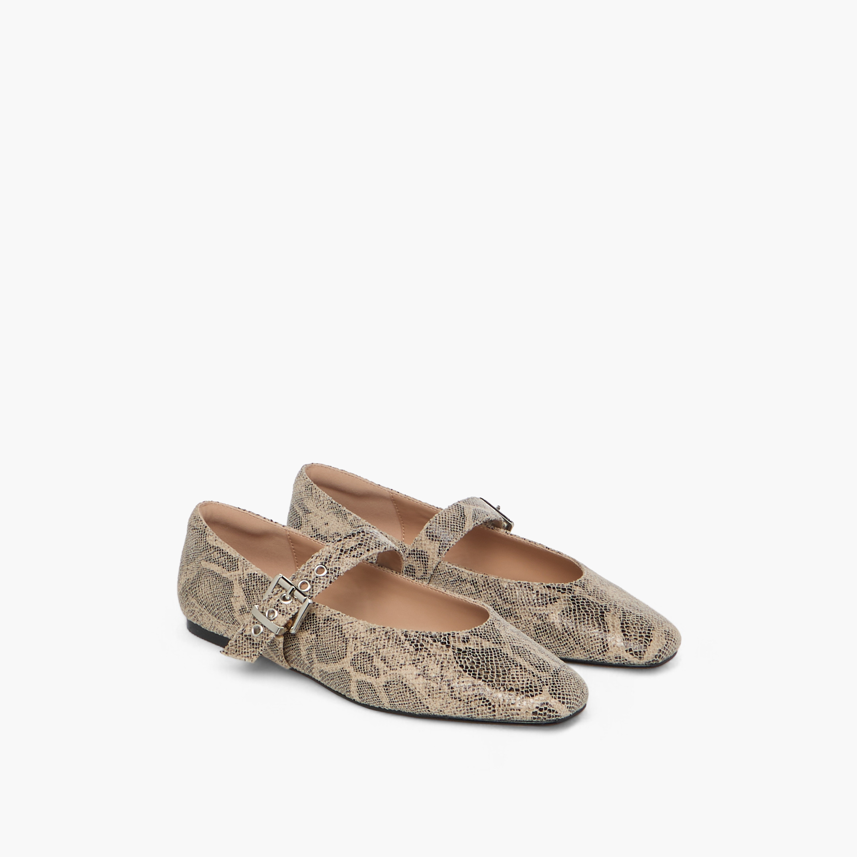 Women's Animal Print Buckle Ballerina Shoes