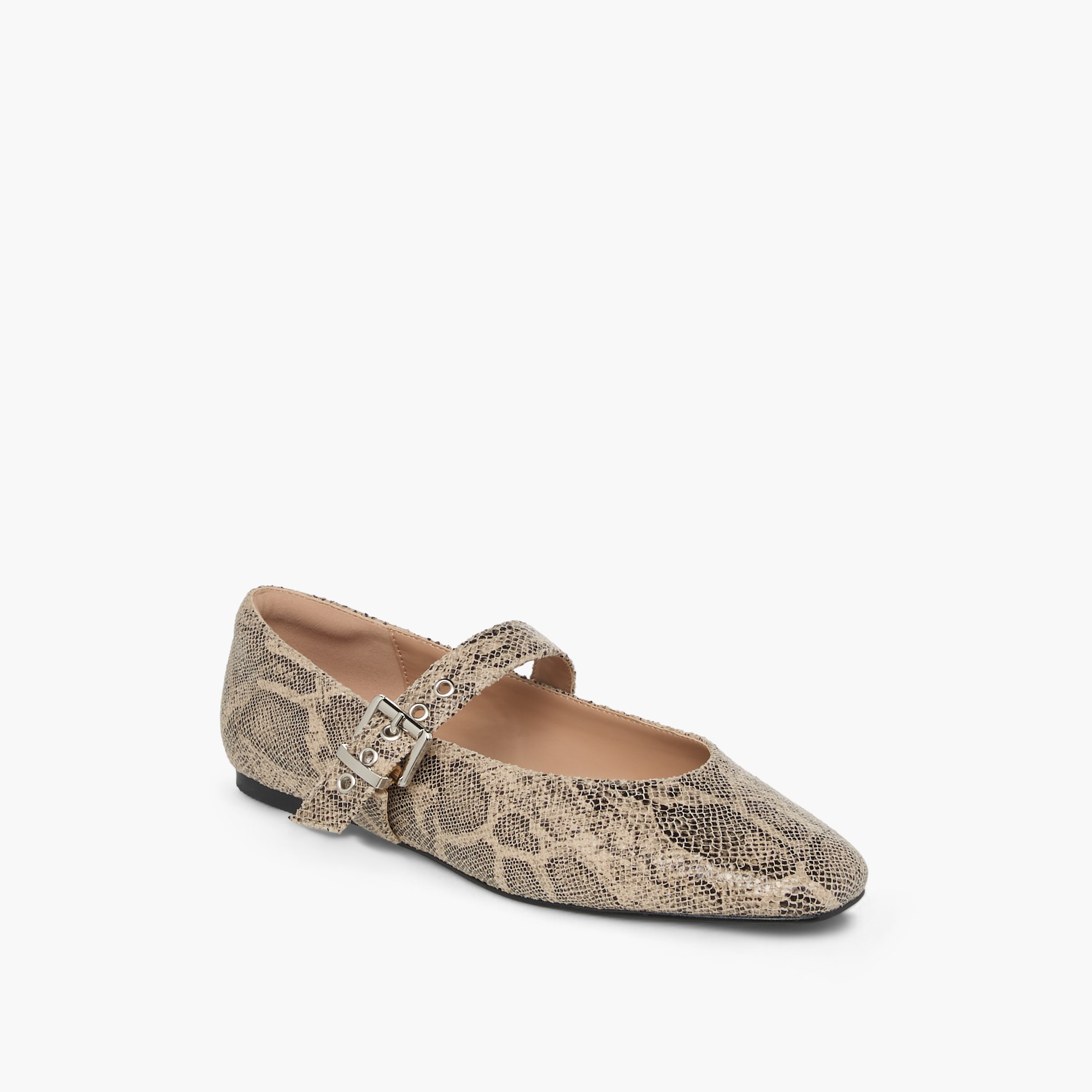 Celeste Women's Animal Print Ballerina Shoes with Buckle Closure
