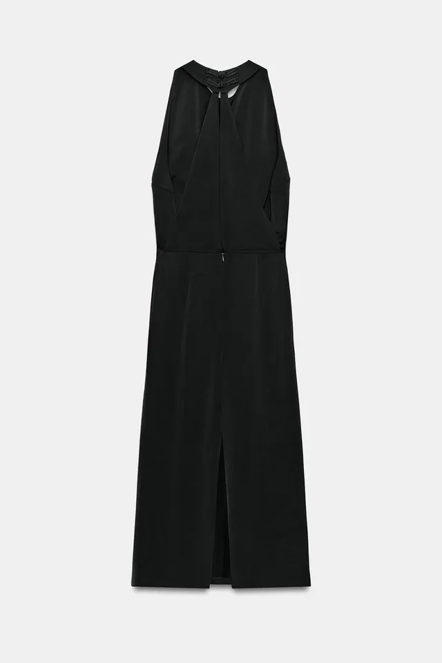 Woman's Viscose Satin Dress - Round Neck, Sleeveless, Button Fastening – image 8