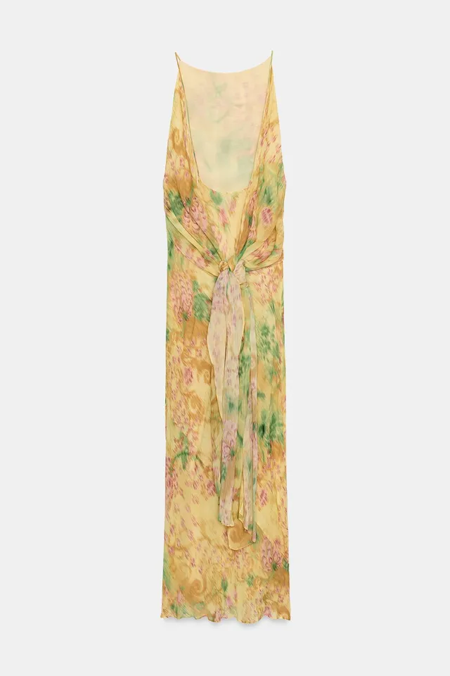 Printed Viscose Blend Dress with Front Bow and Open Back – image 13