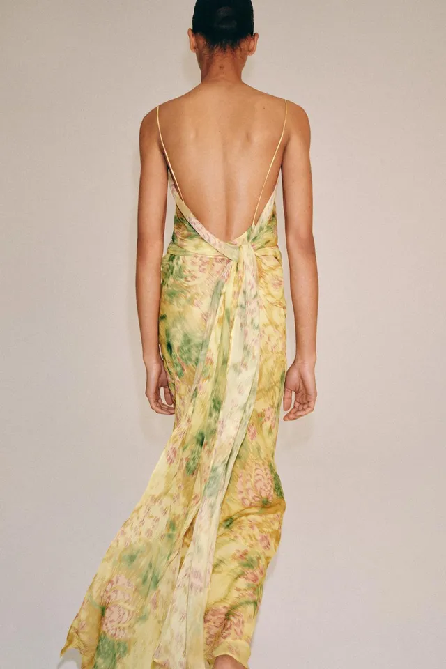 Printed Viscose Blend Dress with Front Bow and Open Back – image 5