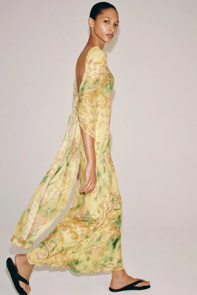 Printed Viscose Blend Dress with Front Bow and Open Back – image 6