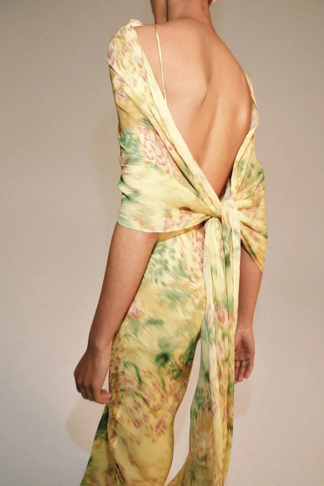 Printed Viscose Blend Dress with Front Bow and Open Back – image 8