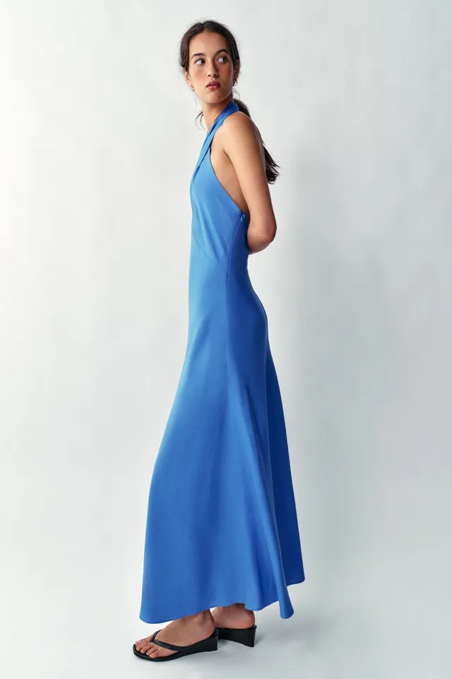 Linen Blend Halter Midi Dress – image 5
