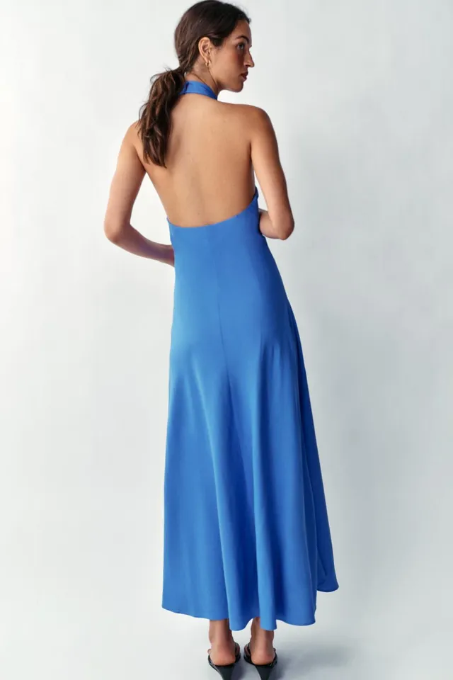 Linen Blend Halter Midi Dress – image 6