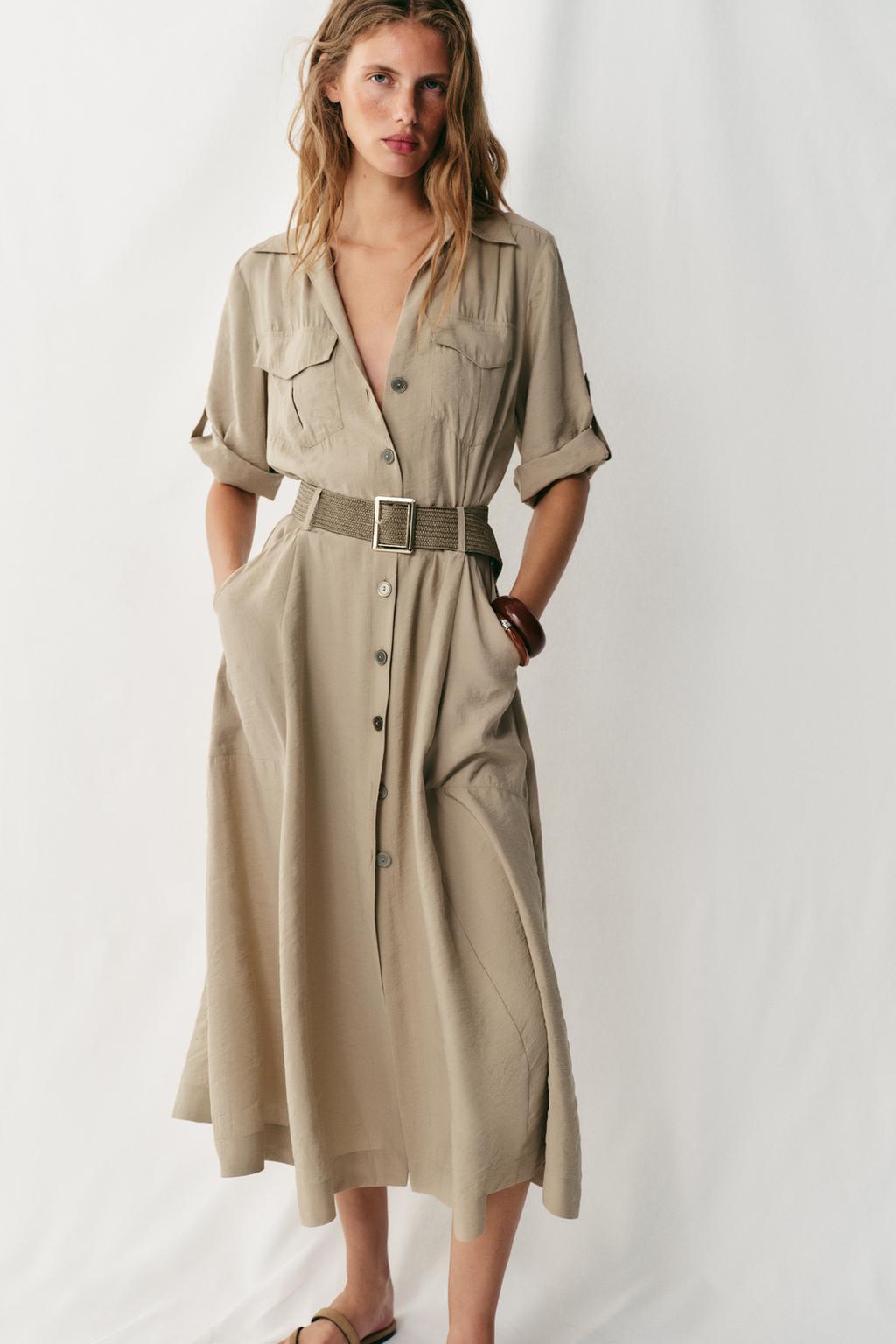 Belted Midi Shirt Dress