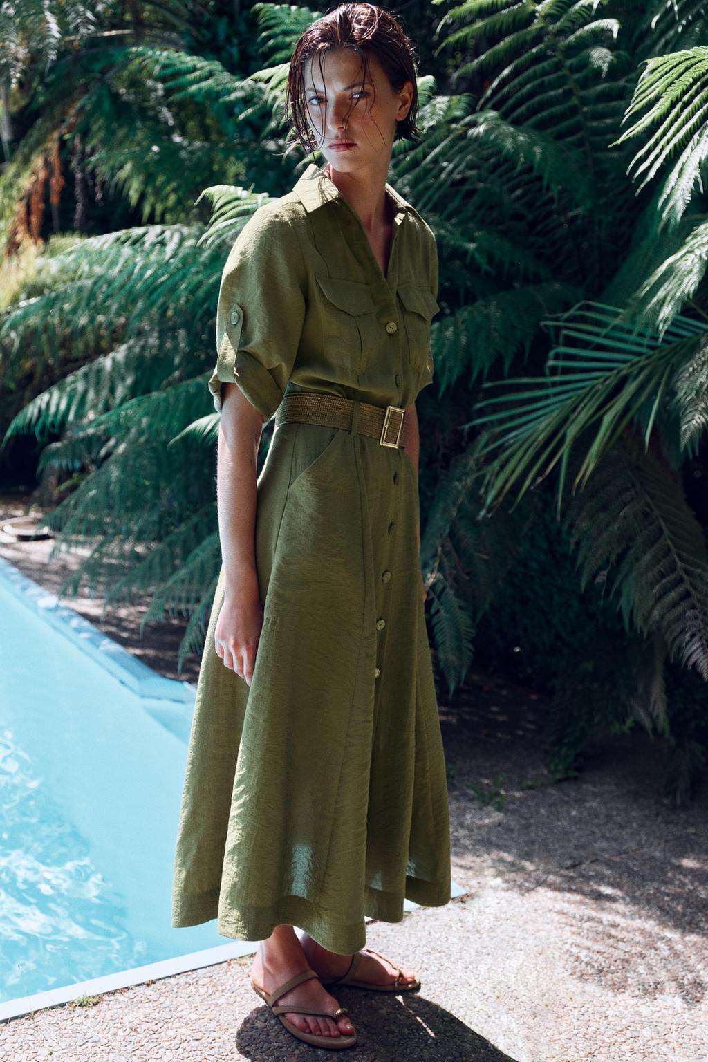 Belted Midi Shirt Dress