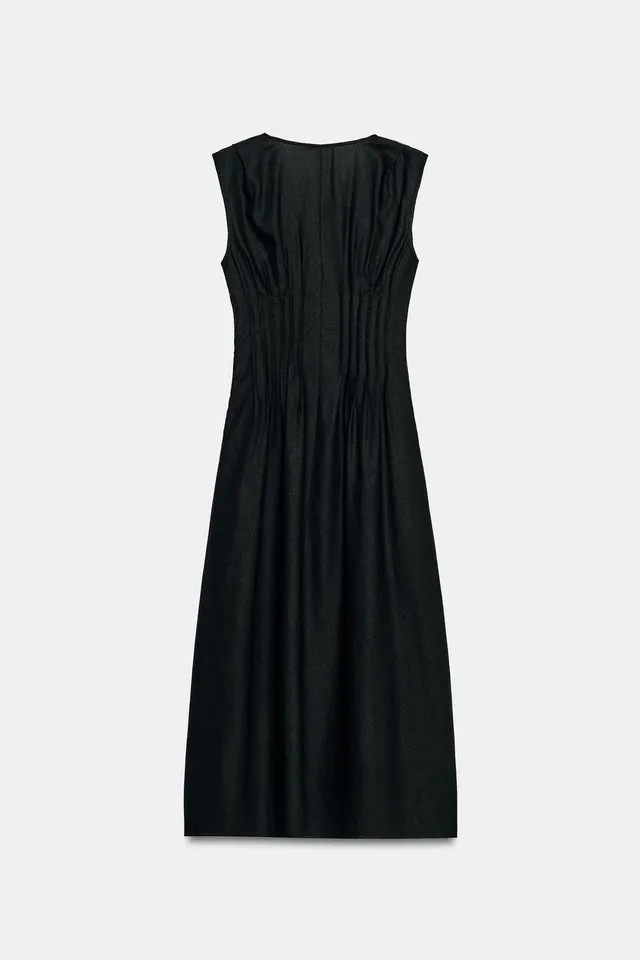 Linen Blend Pin Tuck Midi Dress – image 6