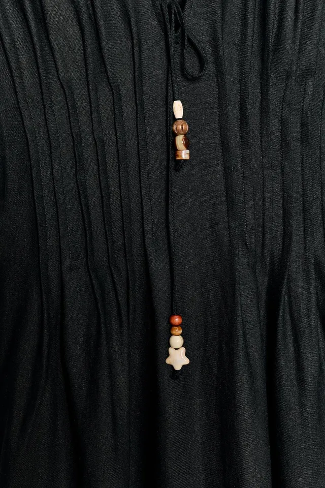 Linen Blend Pin Tuck Midi Dress – image 7