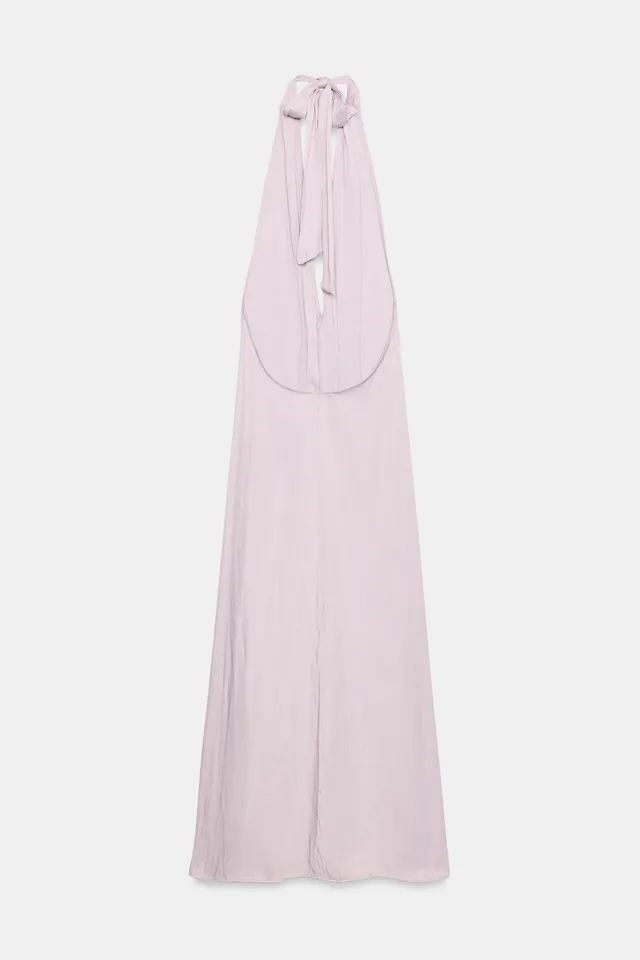 Satin Halter Midi Dress – image 4