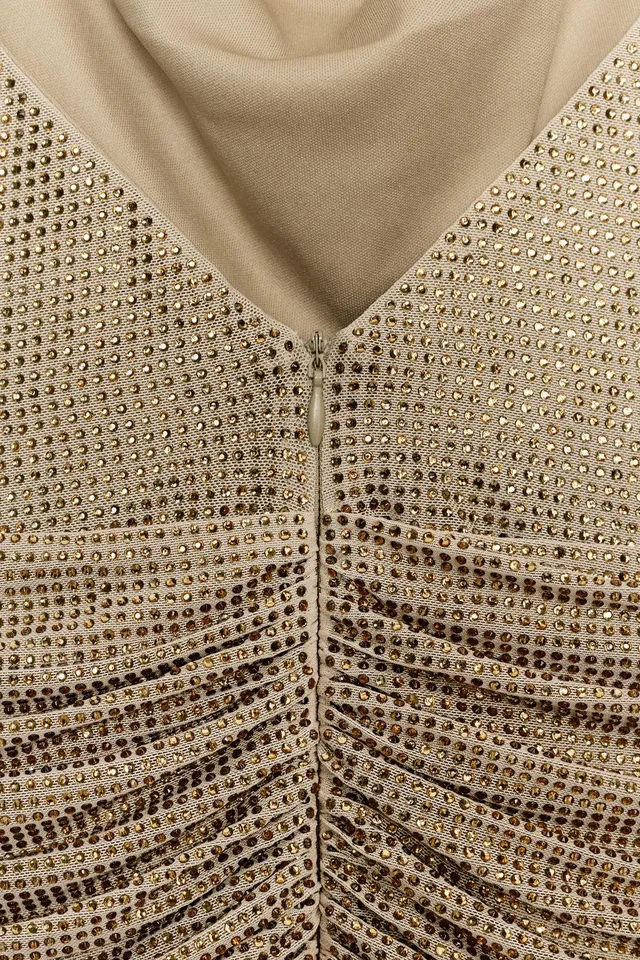 Rhinestone Draped Halter Mini Dress – image 7