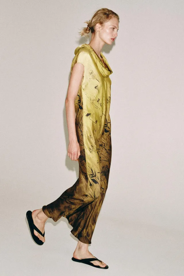 ZW Collection Printed Viscose Dress with Draped Neckline and A-Line Hem – image 5