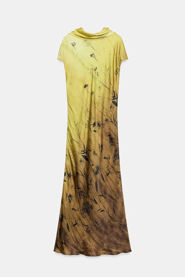 ZW Collection Printed Viscose Dress with Draped Neckline and A-Line Hem – image 7