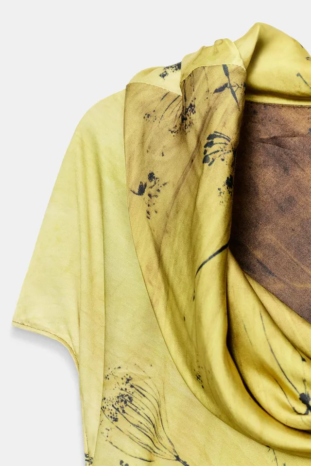 ZW Collection Printed Viscose Dress with Draped Neckline and A-Line Hem – image 8