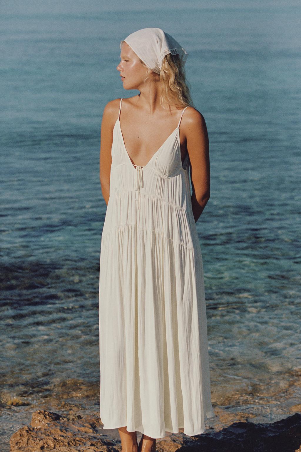 Long Gathered Satin Dress