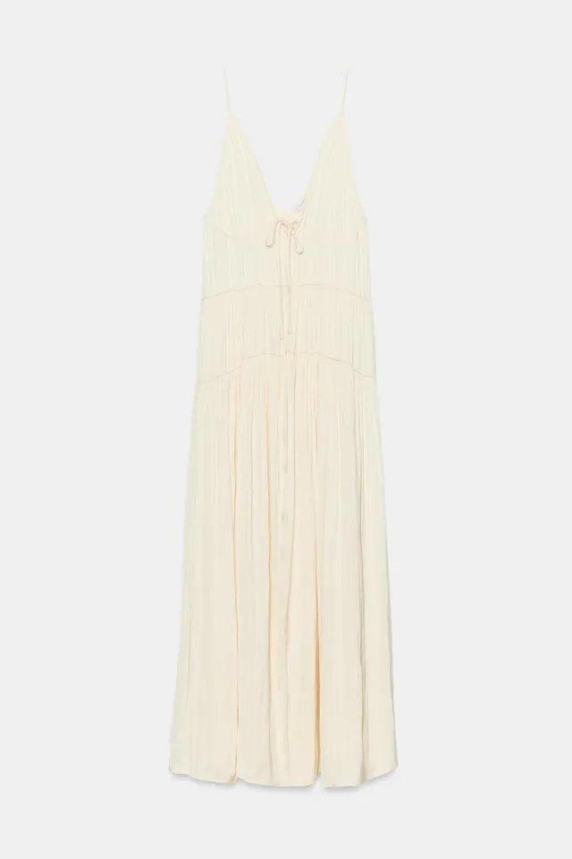 Long Gathered Satin Dress – image 6