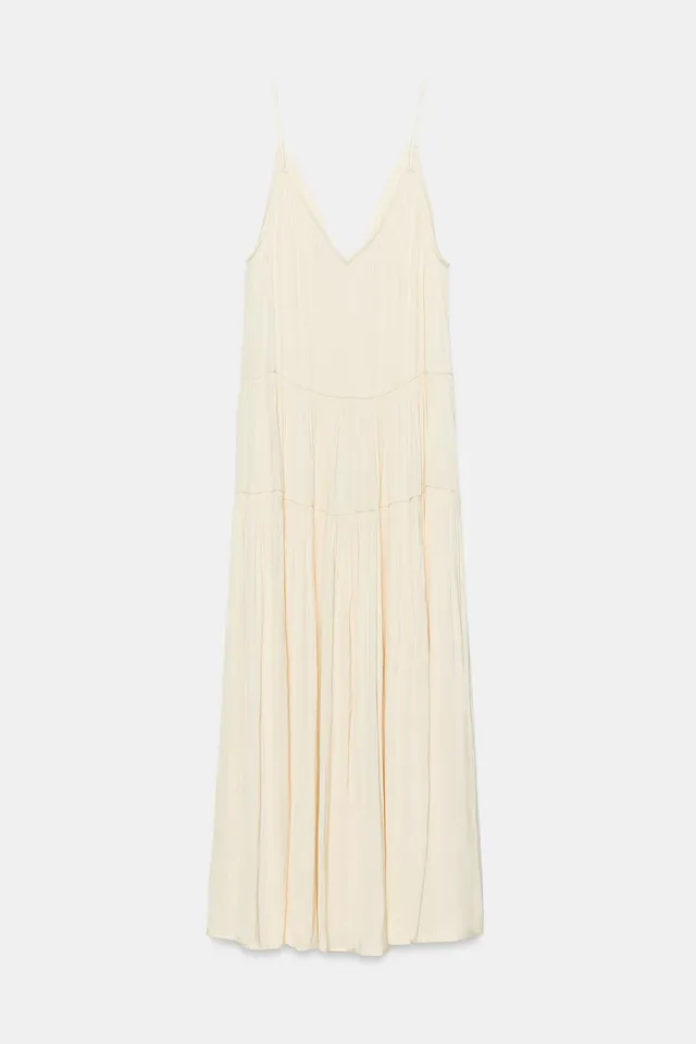 Long Gathered Satin Dress – image 7