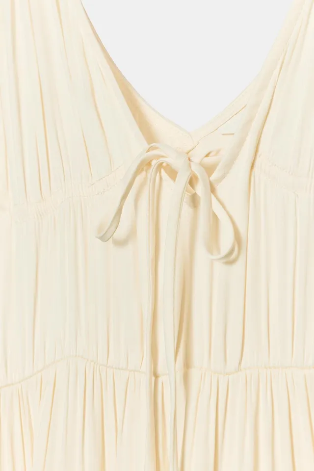 Long Gathered Satin Dress – image 8